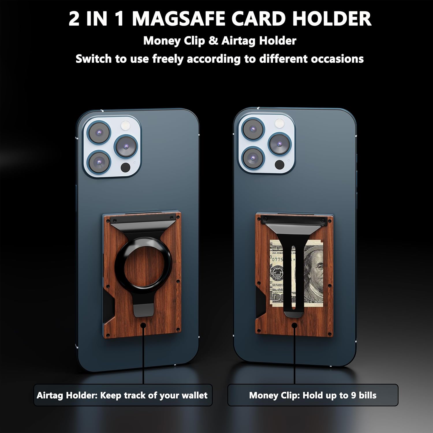 MagSafe Wallet for iPhone 15/14/13 – RFID Blocking, AirTag Holder & Money Clip - Abbycart