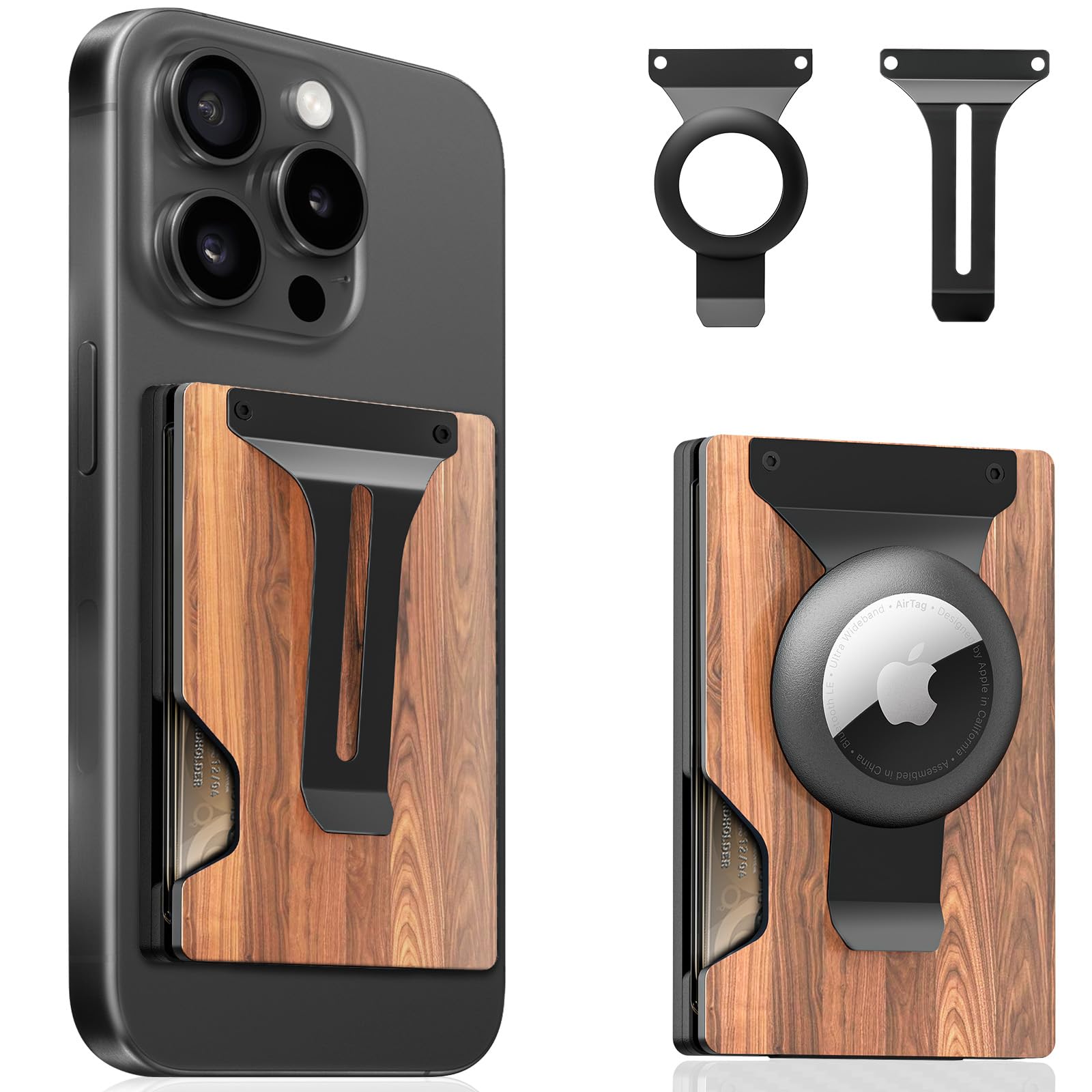 MagSafe Wallet for iPhone with AirTag Holder – RFID Blocking Metal Card Holder with Money Clip - Abbycart