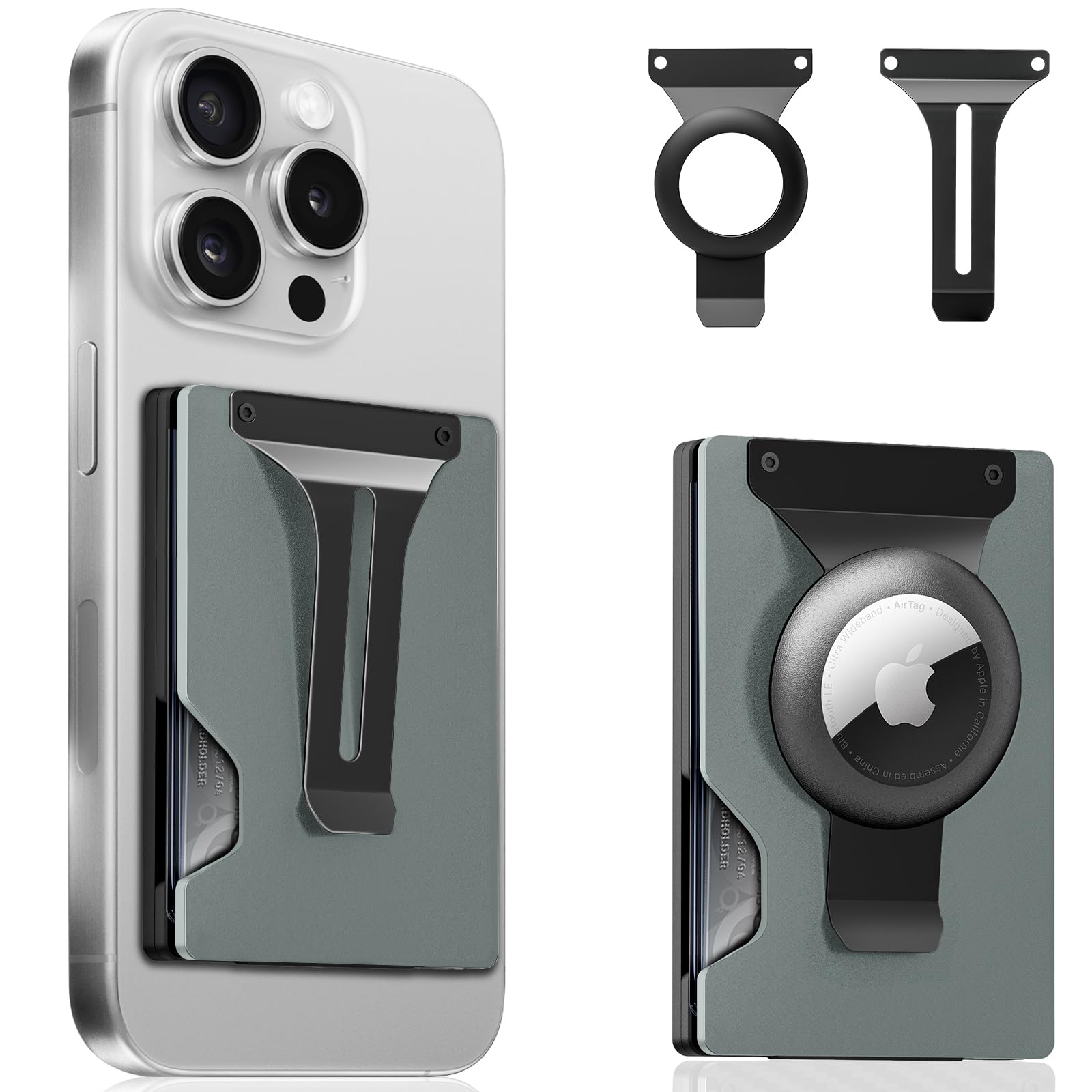 MagSafe Wallet for iPhone with AirTag Holder – RFID Blocking Metal Card Holder with Money Clip - Abbycart