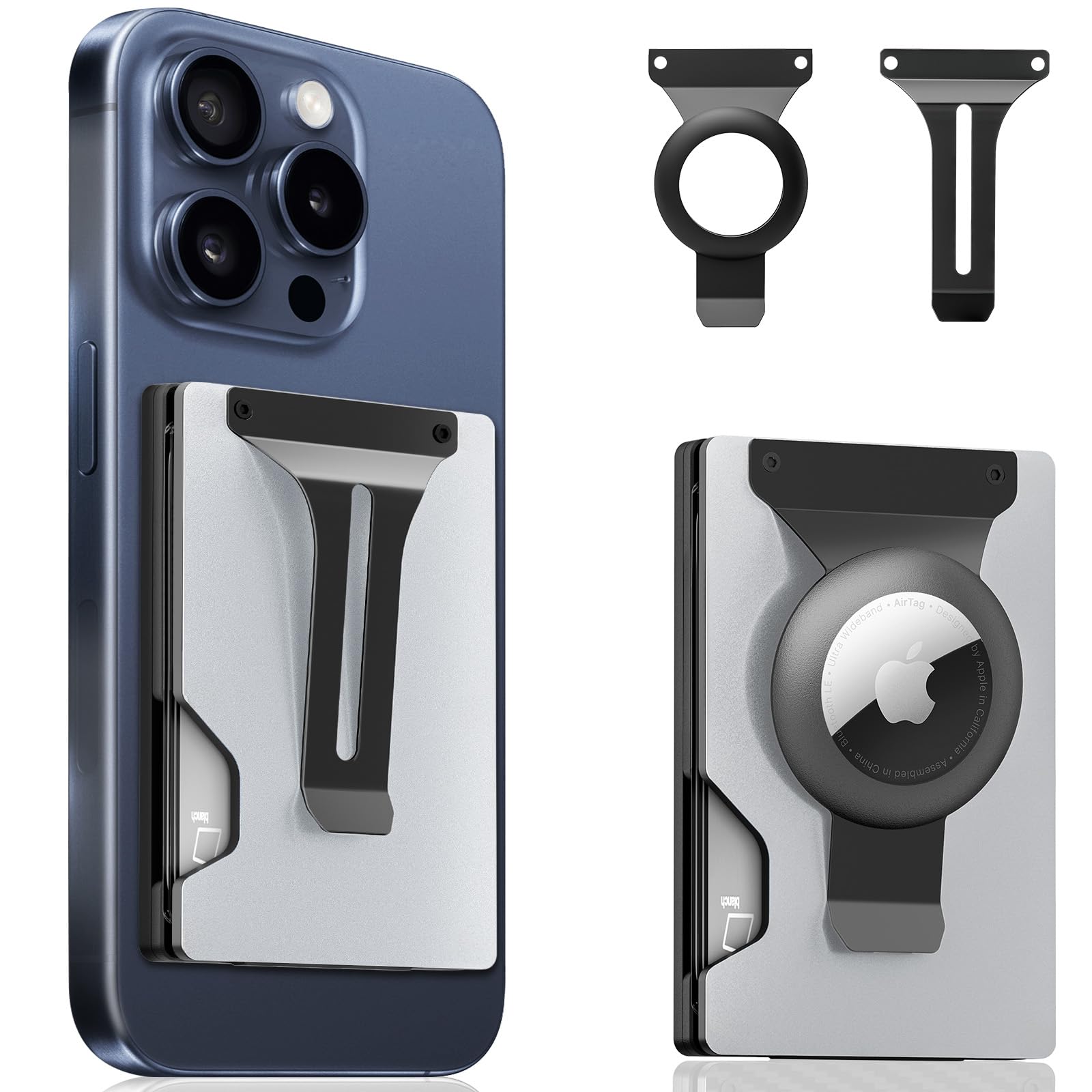 MagSafe Wallet for iPhone with AirTag Holder – RFID Blocking Metal Card Holder with Money Clip - Abbycart