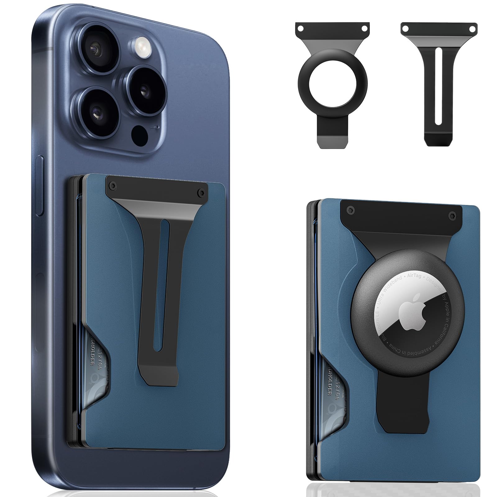 MagSafe Wallet for iPhone with AirTag Holder – RFID Blocking Metal Card Holder with Money Clip - Abbycart