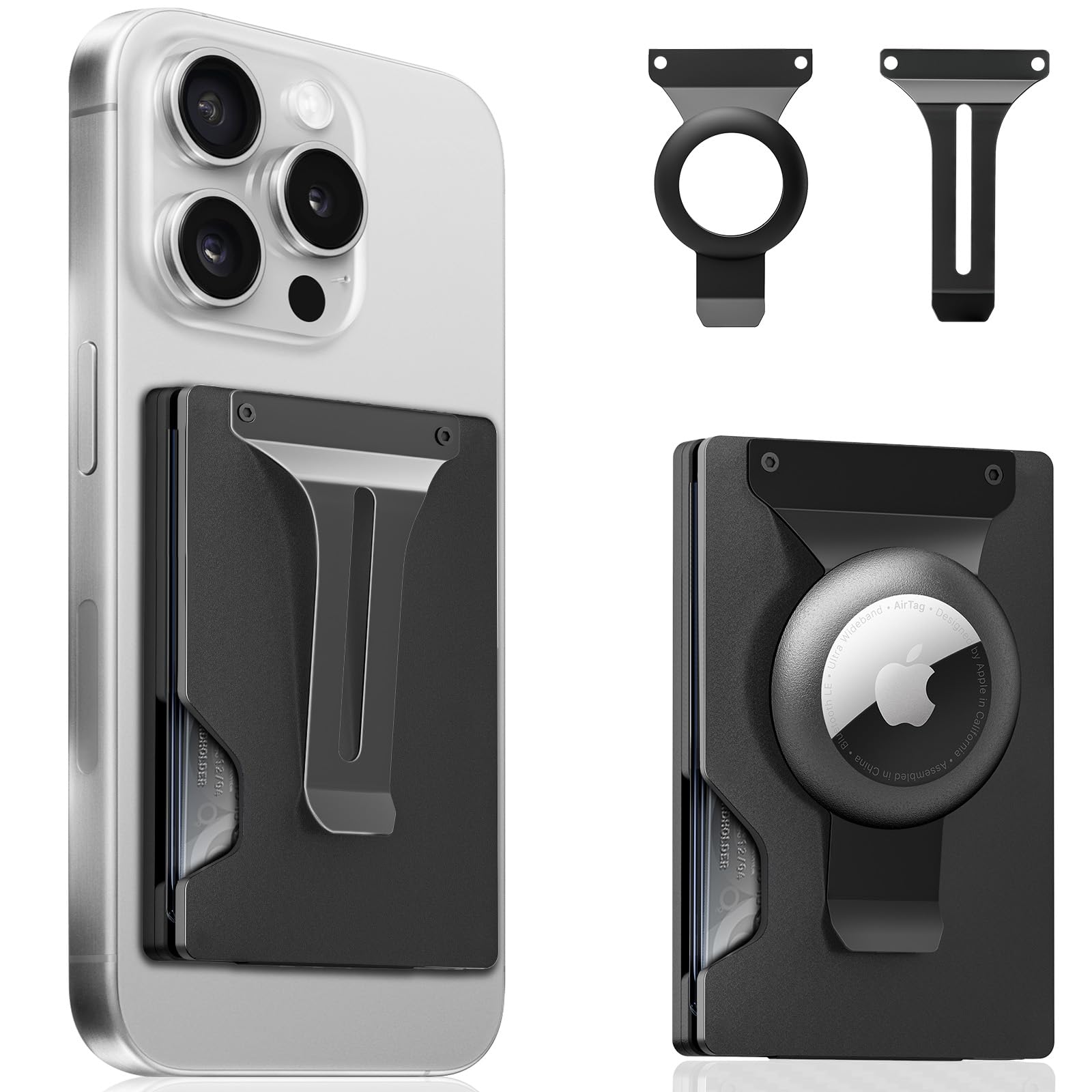 MagSafe Wallet for iPhone with AirTag Holder – RFID Blocking Metal Card Holder with Money Clip - Abbycart