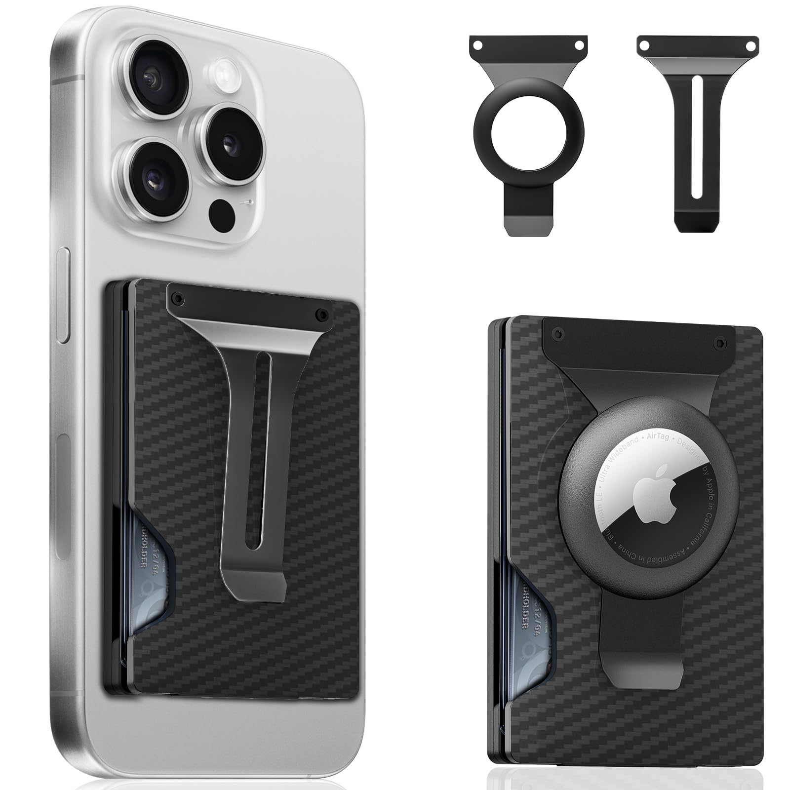 MagSafe Wallet for iPhone with AirTag Holder – RFID Blocking Metal Card Holder with Money Clip - Abbycart