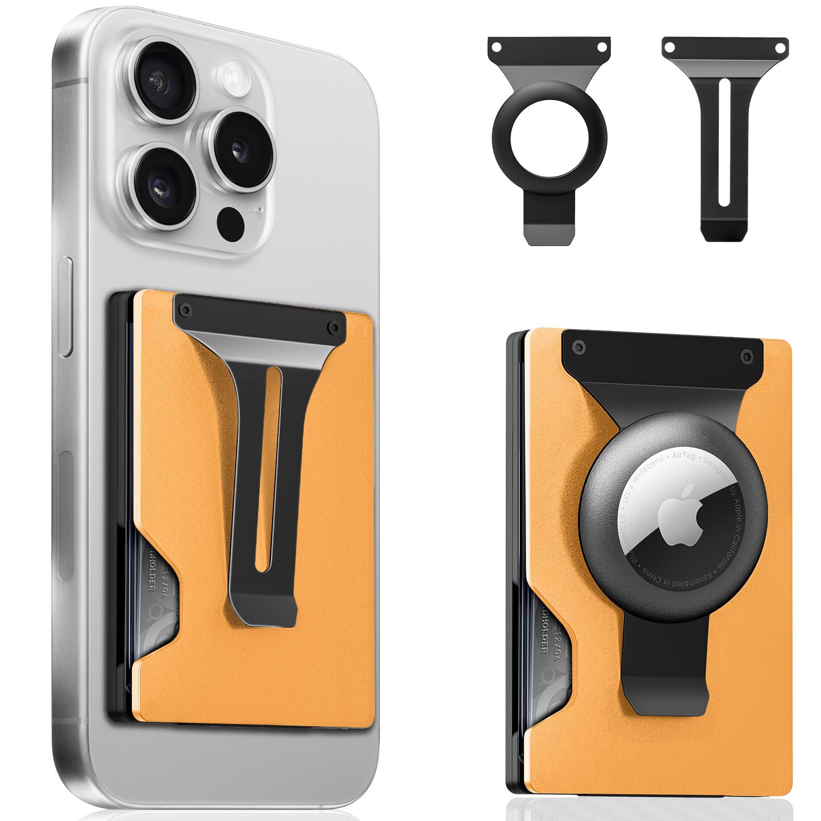 MagSafe Wallet for iPhone with AirTag Holder – RFID Blocking Metal Card Holder with Money Clip - Abbycart