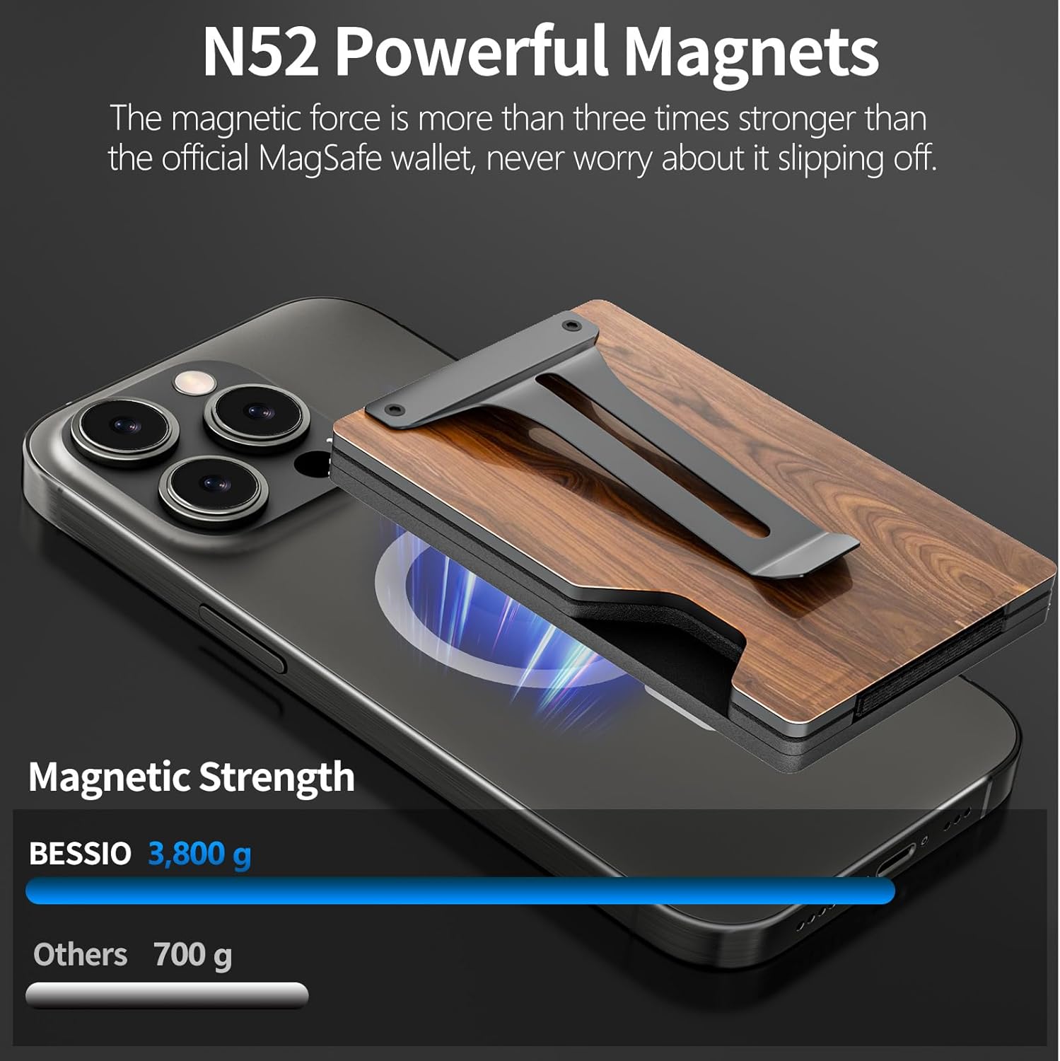 MagSafe Wallet for iPhone with AirTag Holder – RFID Blocking Metal Card Holder with Money Clip - Abbycart