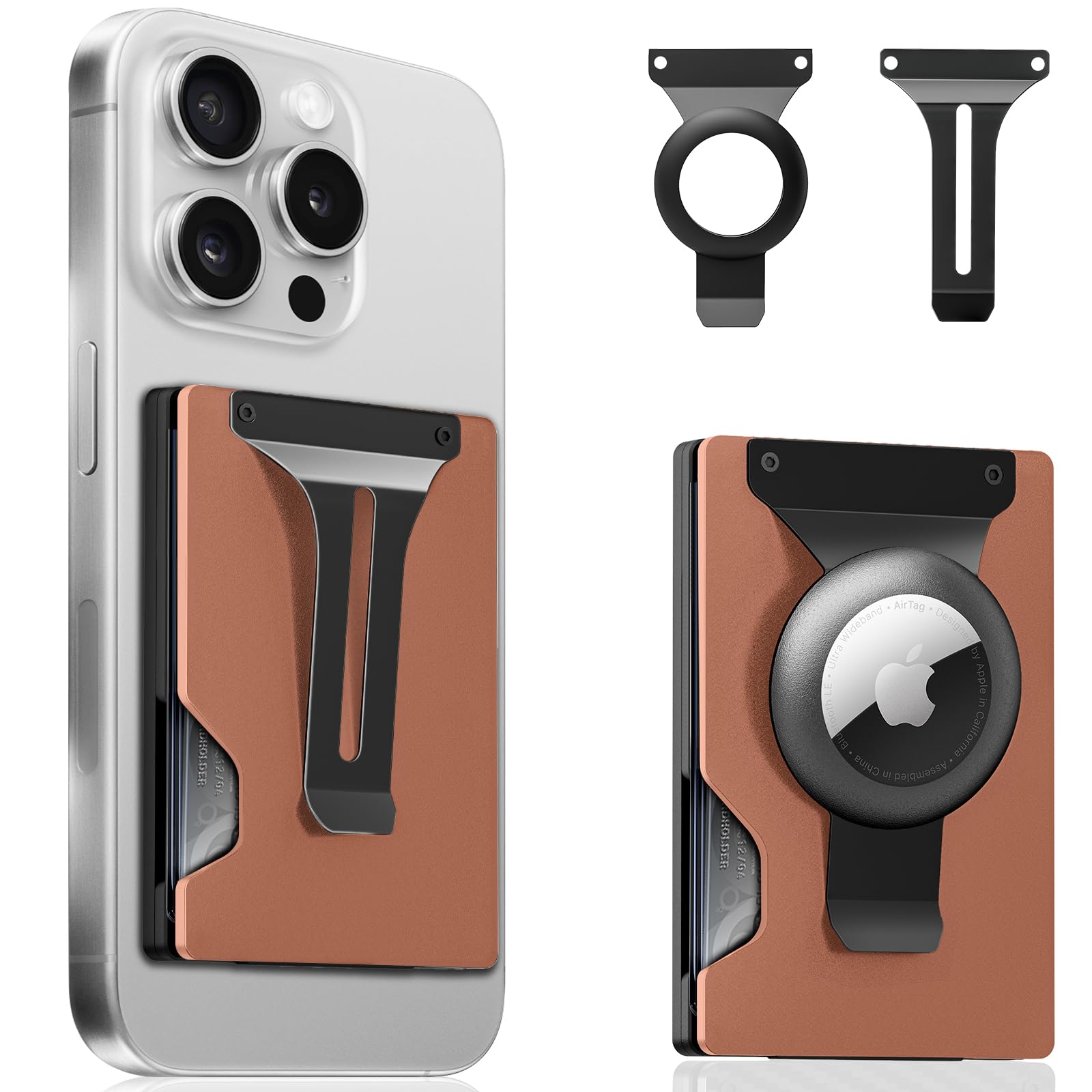 MagSafe Wallet for iPhone with AirTag Holder – RFID Blocking Metal Card Holder with Money Clip - Abbycart