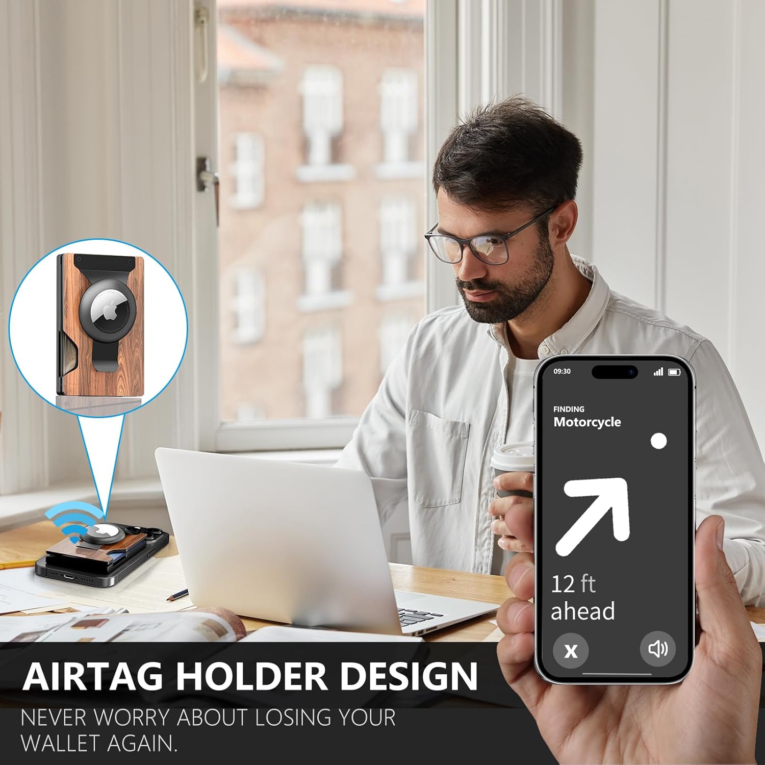 MagSafe Wallet for iPhone with AirTag Holder – RFID Blocking Metal Card Holder with Money Clip - Abbycart