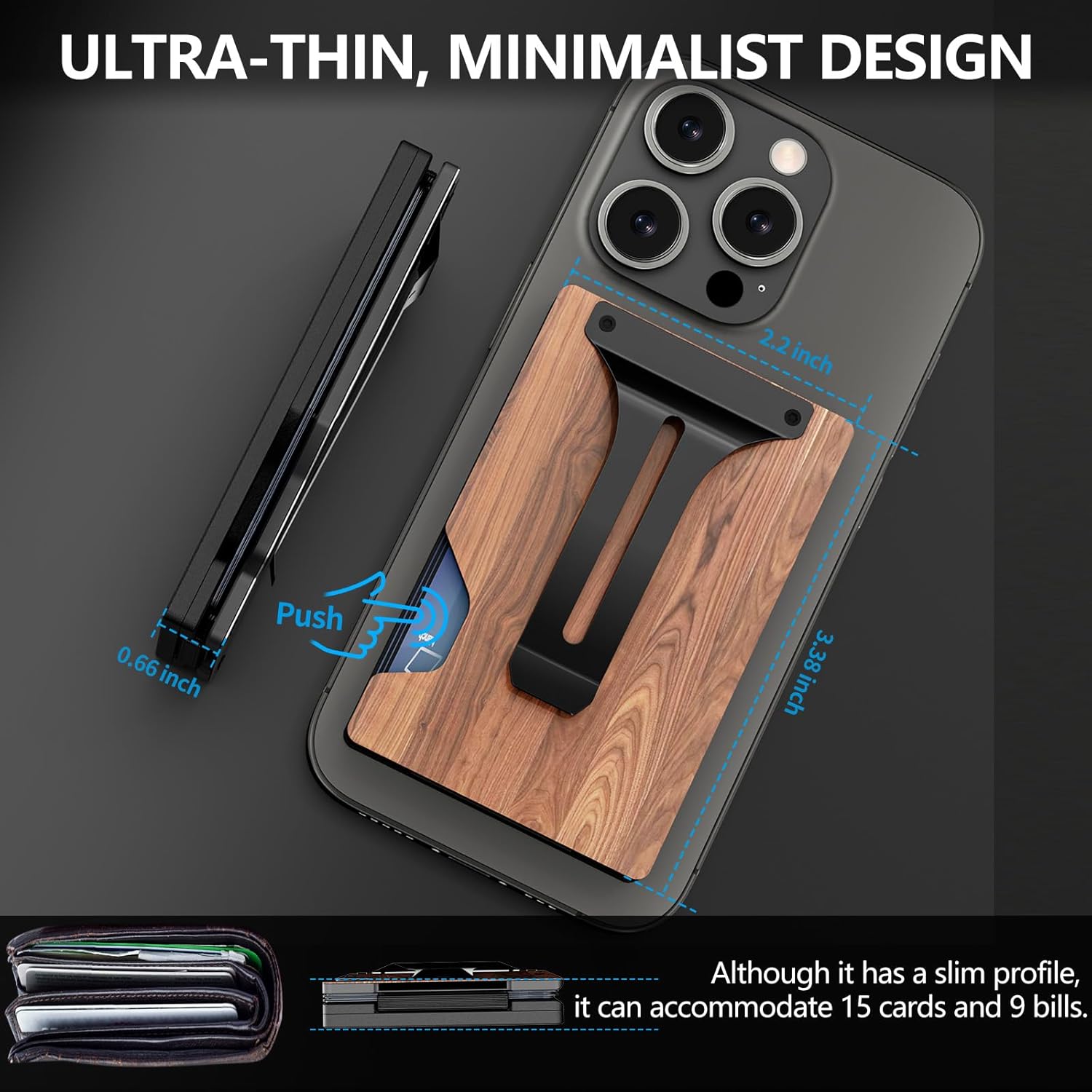 MagSafe Wallet for iPhone with AirTag Holder – RFID Blocking Metal Card Holder with Money Clip - Abbycart