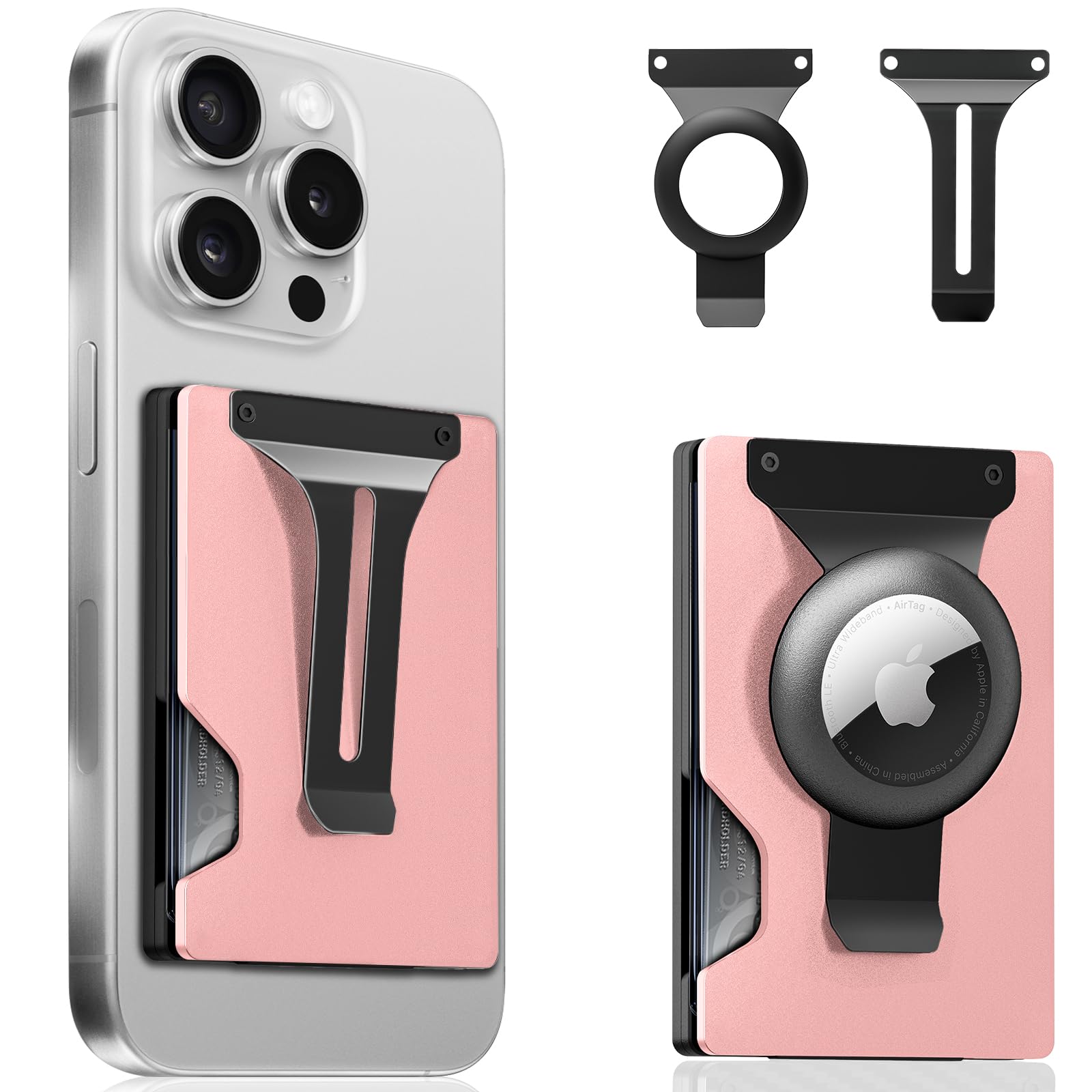 MagSafe Wallet for iPhone with AirTag Holder – RFID Blocking Metal Card Holder with Money Clip - Abbycart