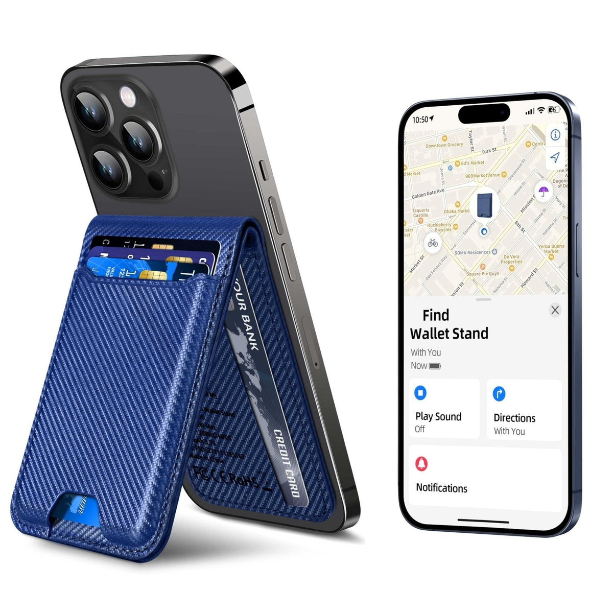 MagSafe Wallet for iPhone with Find My, 6 Card Holder & Stand