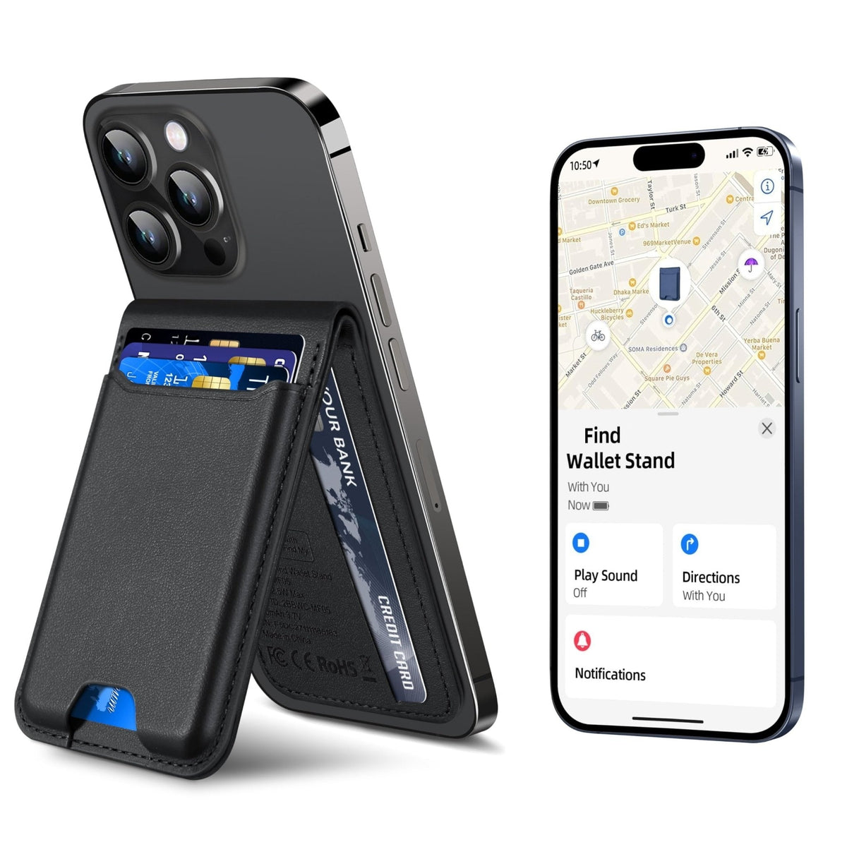 MagSafe Wallet for iPhone with Find My, 6 Card Holder & Stand