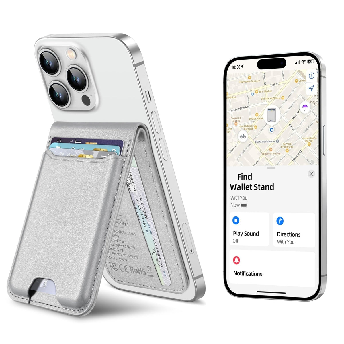 MagSafe Wallet for iPhone with Find My, 6 Card Holder & Stand