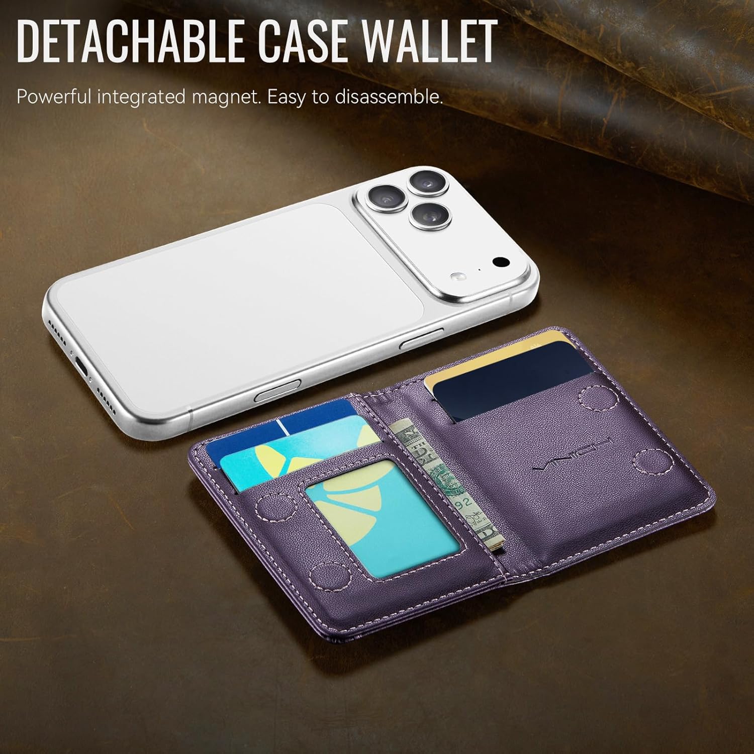 Vinich for MagSafe Wallet Magnetic RFID Blocking Card Holder Compatible with MagSafe Phones and Cases, Strong Magnet Minimalist Phone Wallet for iPhone 17/16/15/14/13/12/ Pro/Max/Plus, Purple