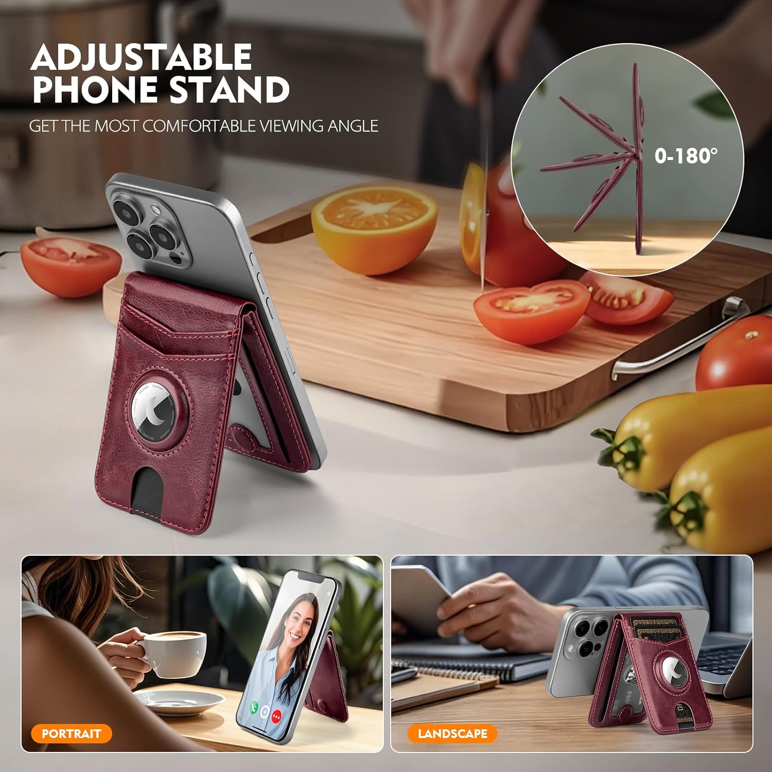 MagSafe Wallet with AirTag Holder, RFID Card Slots & Kickstand for iPhone 16/15/14/13 Pro Max - Abbycart