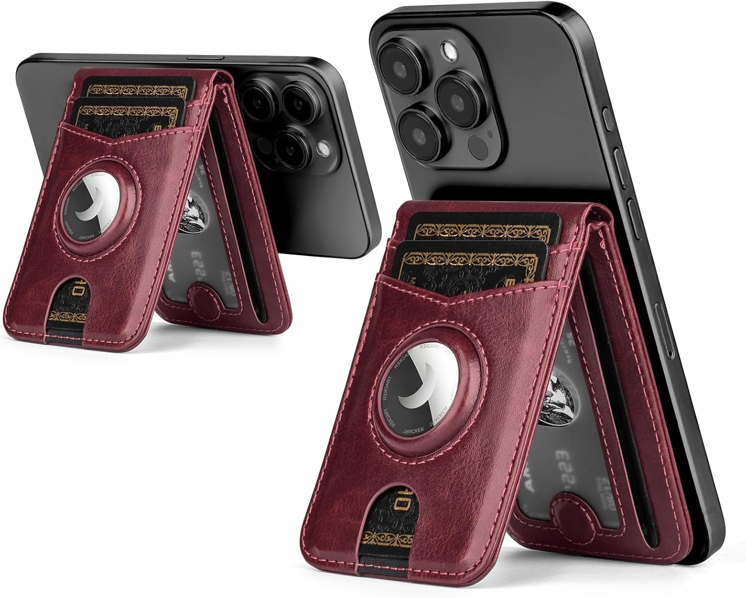 MagSafe Wallet with AirTag Holder, RFID Card Slots & Kickstand for iPhone 16/15/14/13 Pro Max - Abbycart