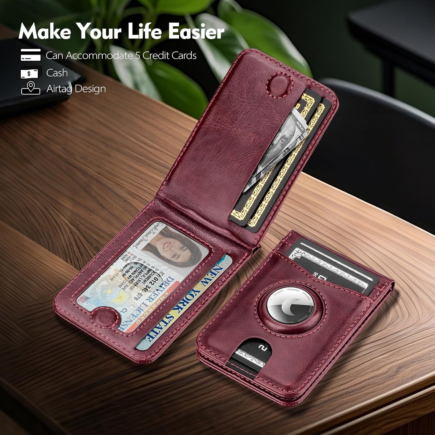 MagSafe Wallet with AirTag Holder, RFID Card Slots & Kickstand for iPhone 16/15/14/13 Pro Max - Abbycart