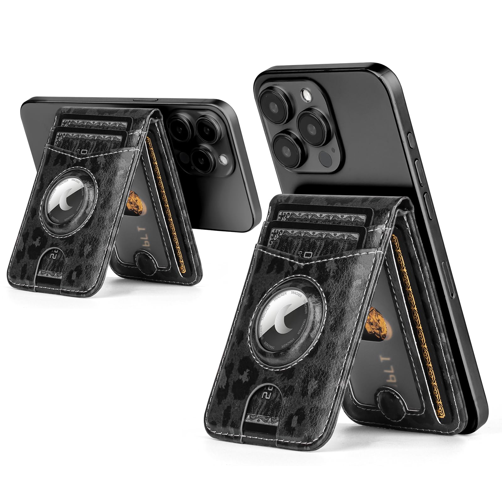 MagSafe Wallet with AirTag Holder, RFID Card Slots & Kickstand for iPhone 16/15/14/13 Pro Max - Abbycart