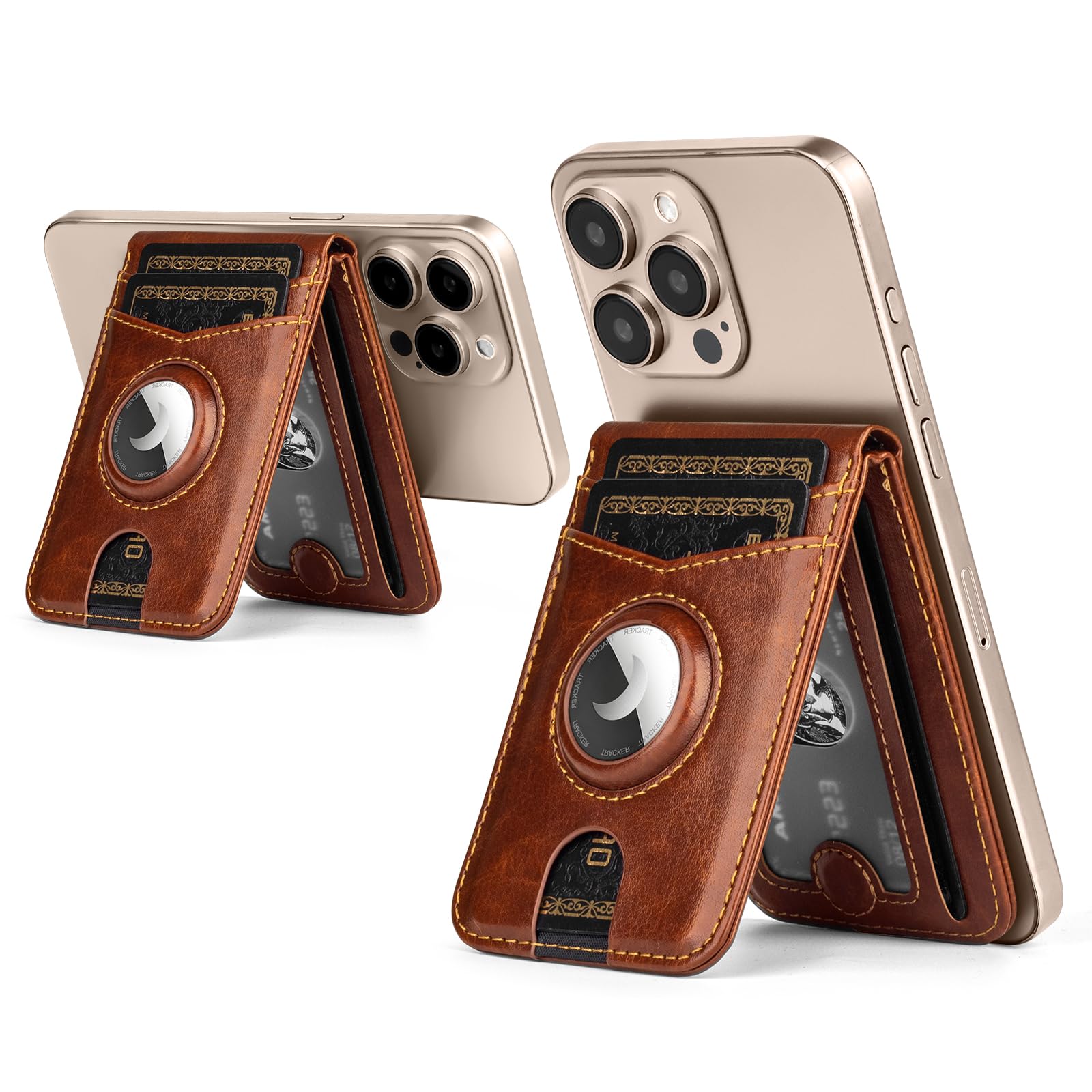 MagSafe Wallet with AirTag Holder, RFID Card Slots & Kickstand for iPhone 16/15/14/13 Pro Max - Abbycart