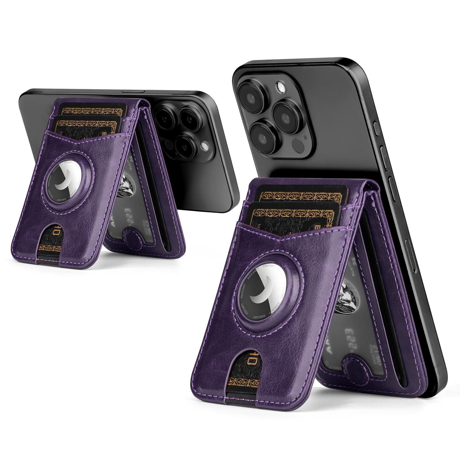 MagSafe Wallet with AirTag Holder, RFID Card Slots & Kickstand for iPhone 16/15/14/13 Pro Max - Abbycart