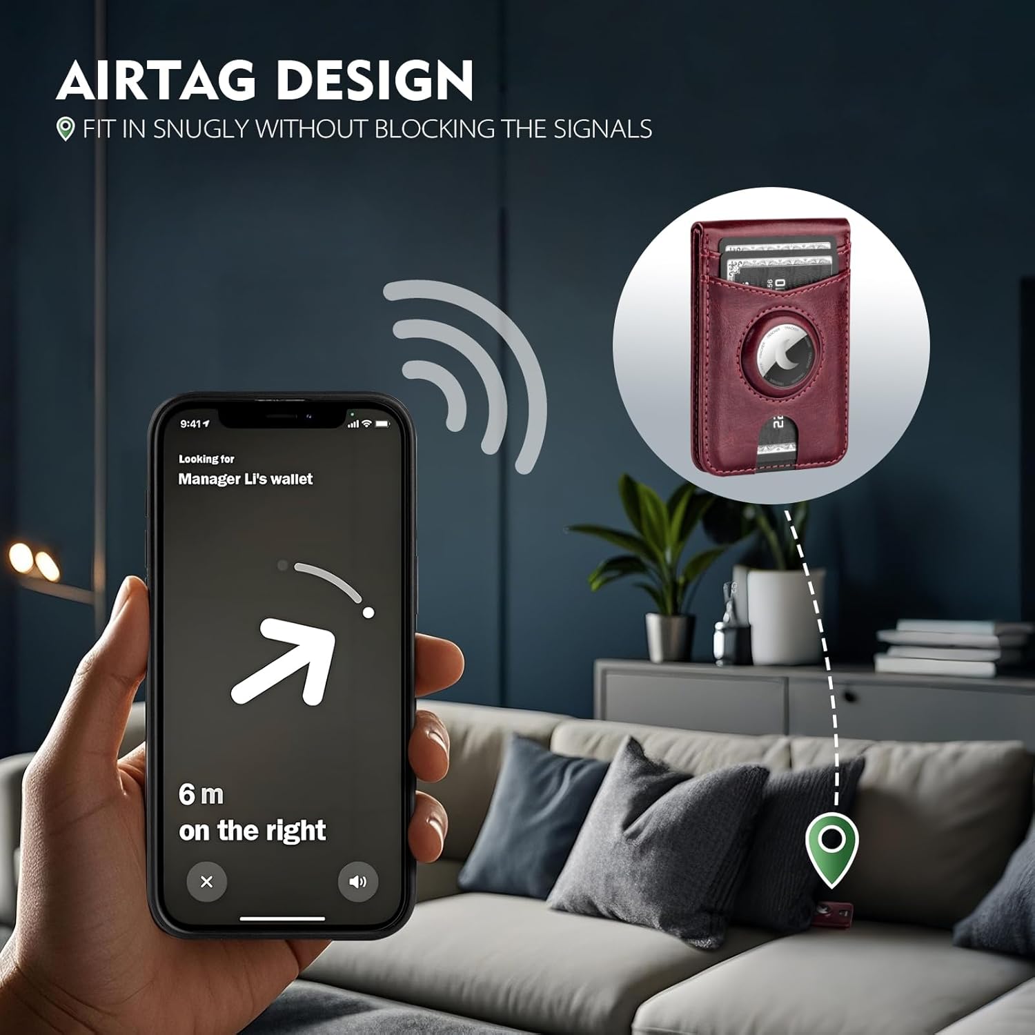 MagSafe Wallet with AirTag Holder, RFID Card Slots & Kickstand for iPhone 16/15/14/13 Pro Max - Abbycart