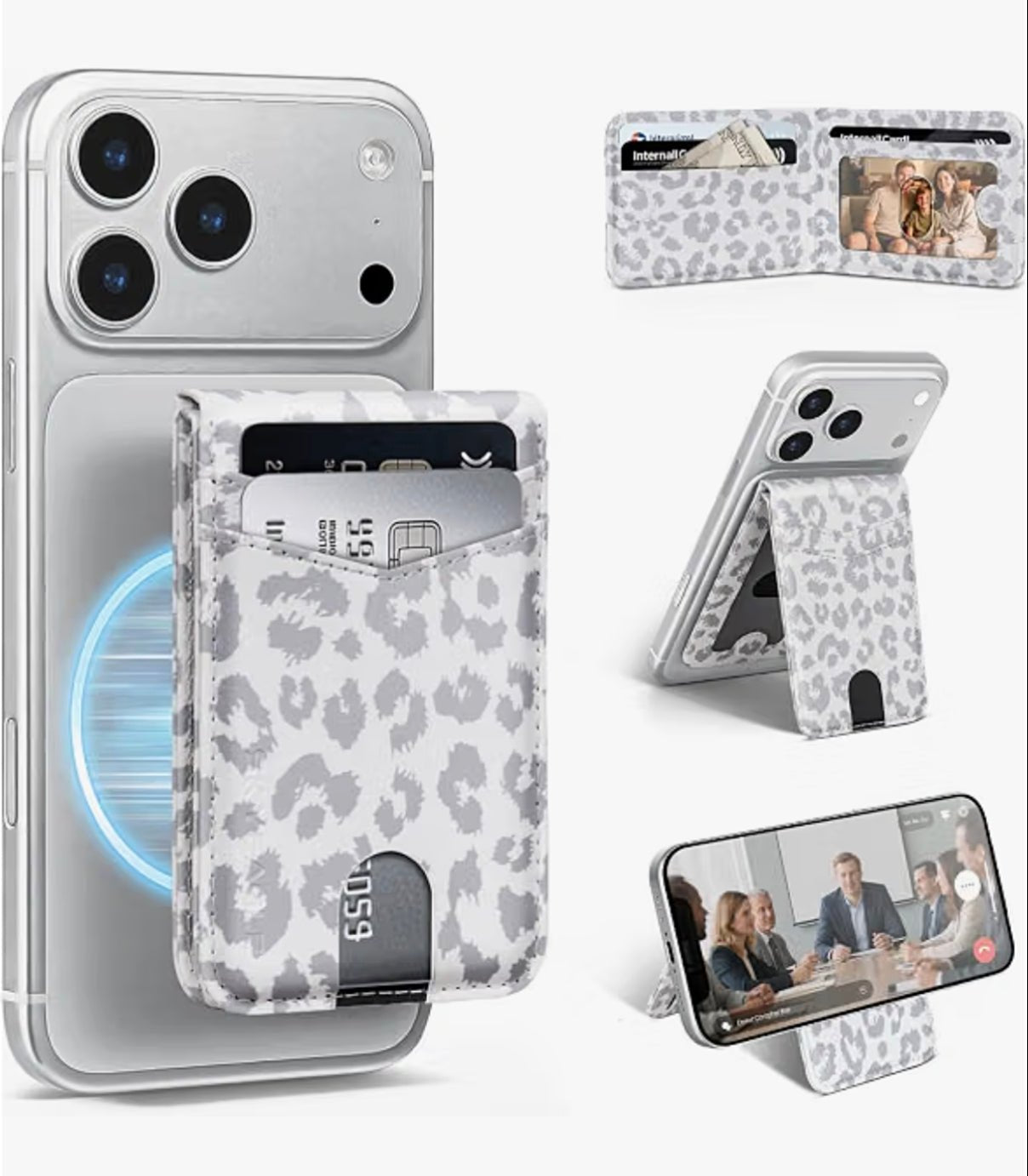 MagSafe Wallet with AirTag Holder, RFID Card Slots & Kickstand for iPhone 17/16/15/14/13 Pro Max
