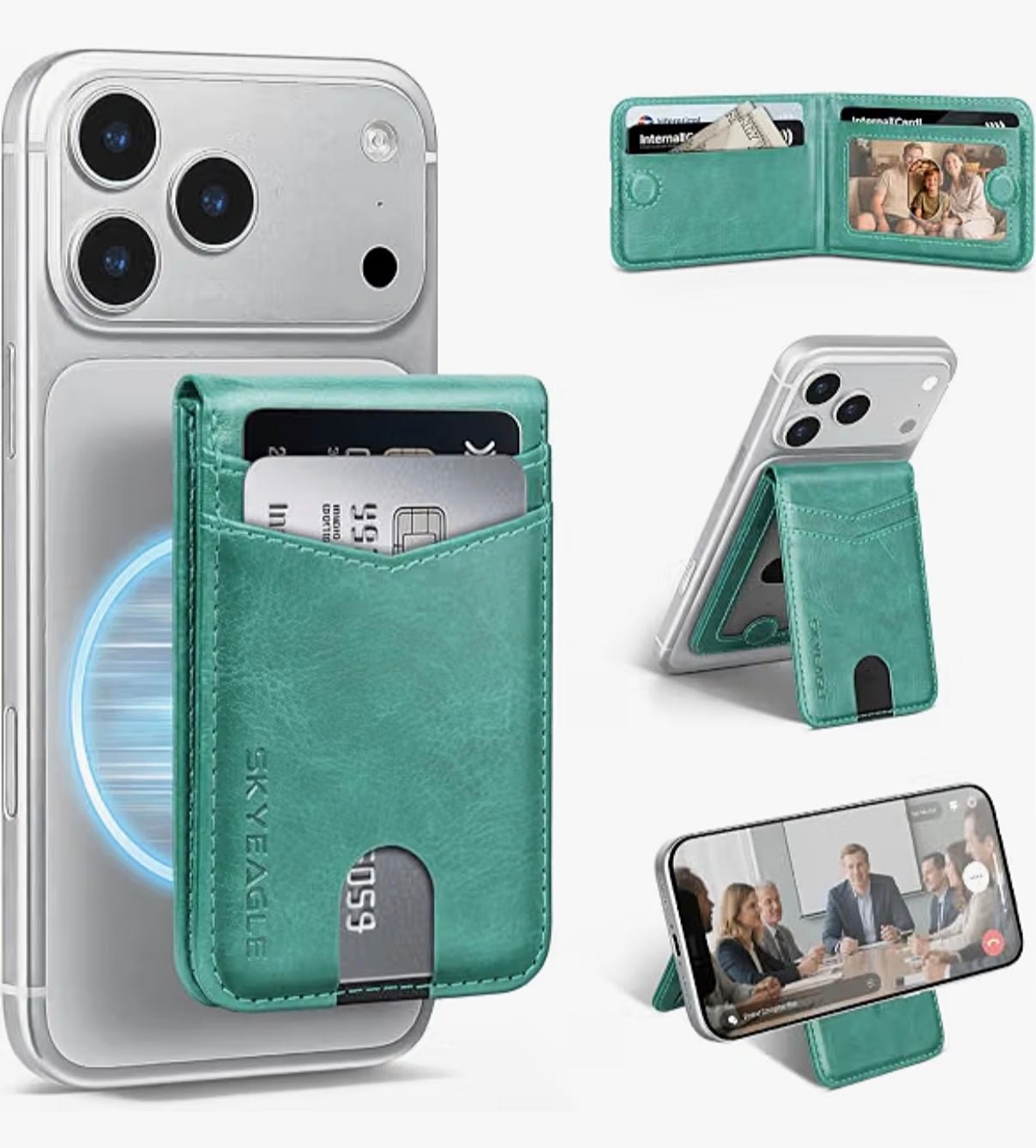 MagSafe Wallet with AirTag Holder, RFID Card Slots & Kickstand for iPhone 17/16/15/14/13 Pro Max