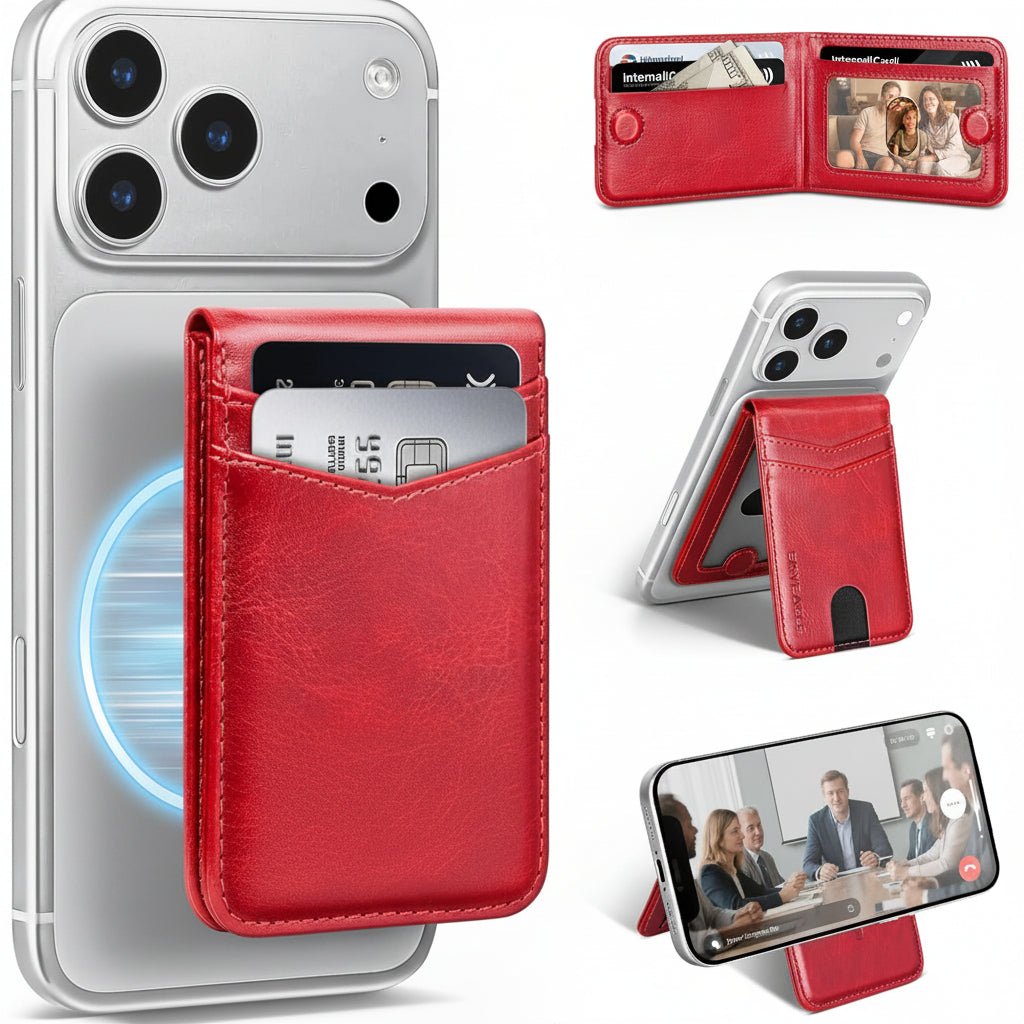 MagSafe Wallet with AirTag Holder, RFID Card Slots & Kickstand for iPhone 17/16/15/14/13 Pro Max