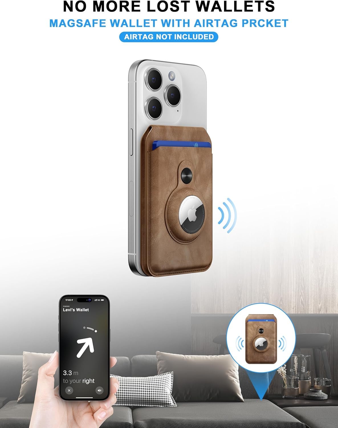 MagSafe Wallet with AirTag Holder – Slim RFID Blocking Wallet for iPhone 15/14/13/12 - Abbycart