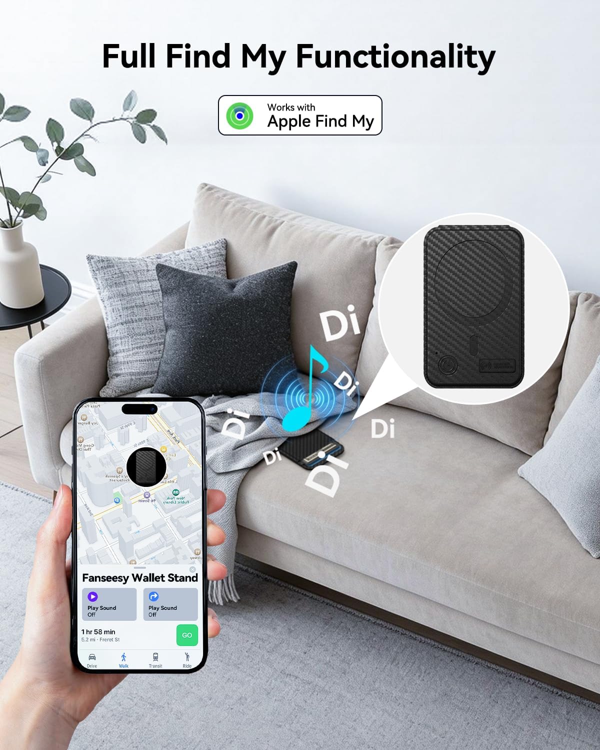TWZKG for MagSafe Wallet, Works with Apple Find My,5 Card Holder with Stand