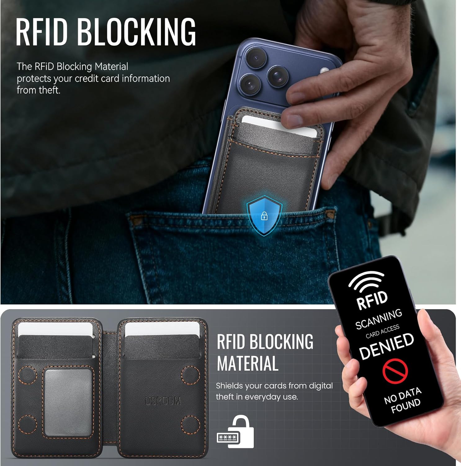 MagSafe Wallet with RFID Blocking – Slim Leather Card Holder - Abbycart