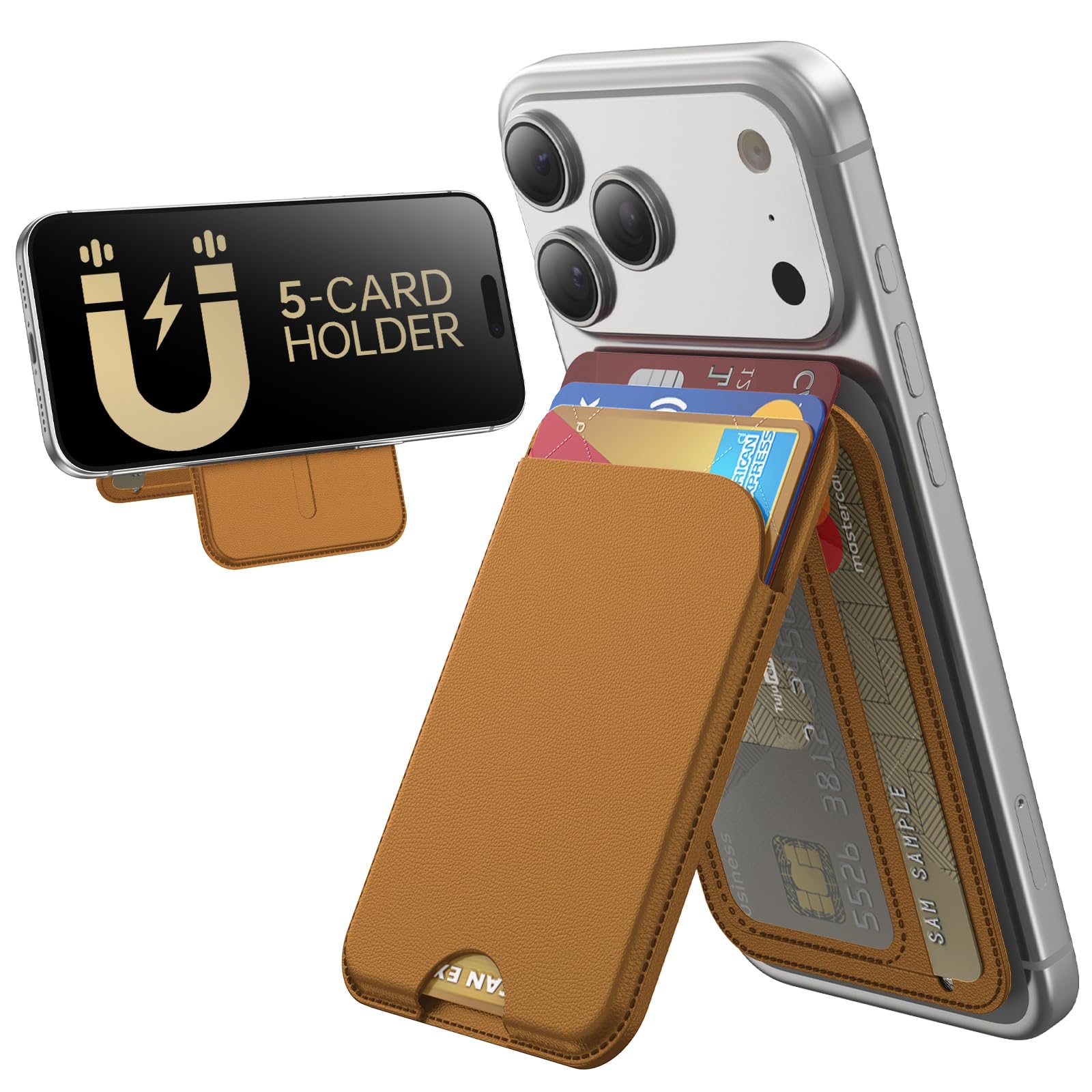 MagSafe Wallet with Stand RFID Vegan Leather Card Holder for iPhone