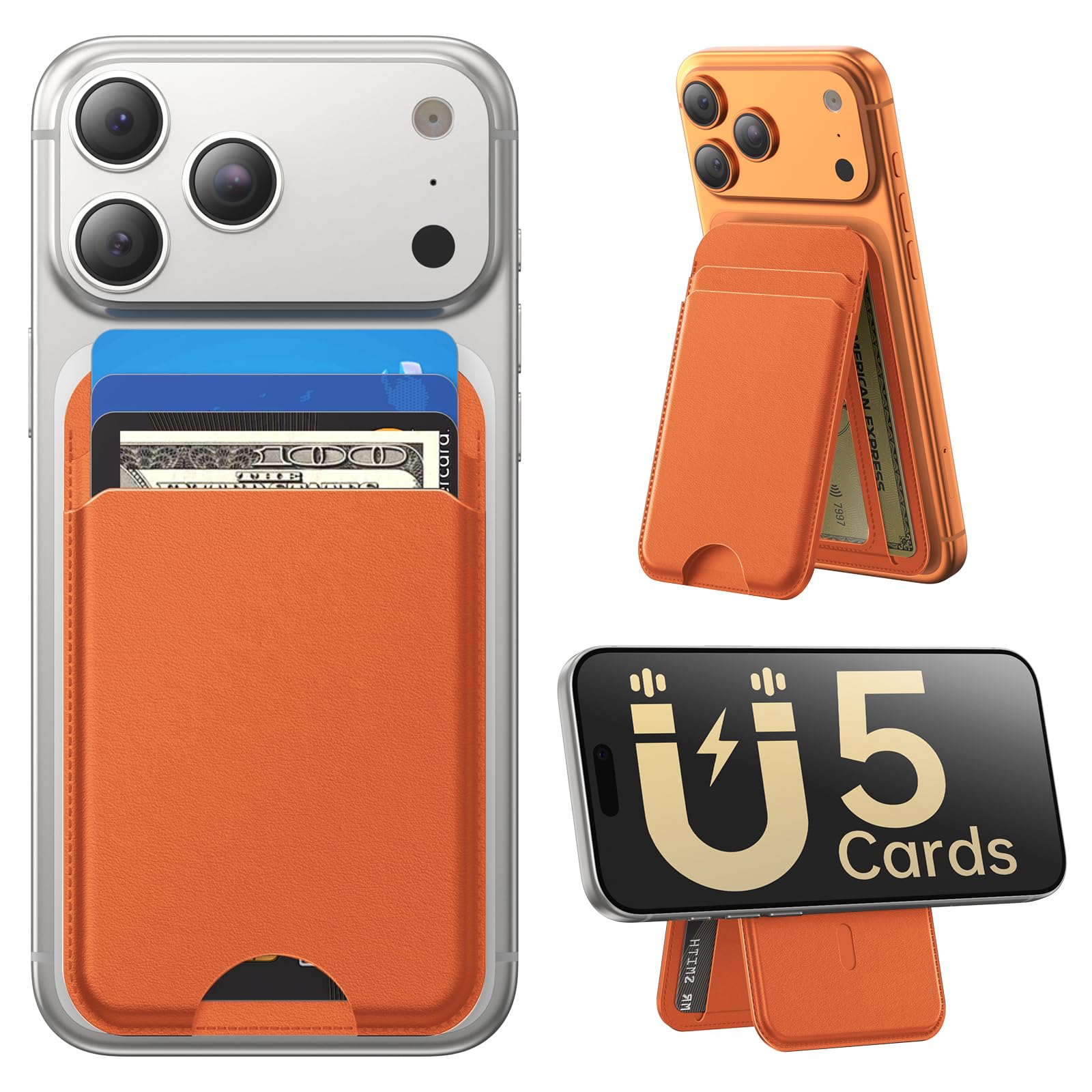 MagSafe Wallet with Stand Slim Leather iPhone Card Holder RFID