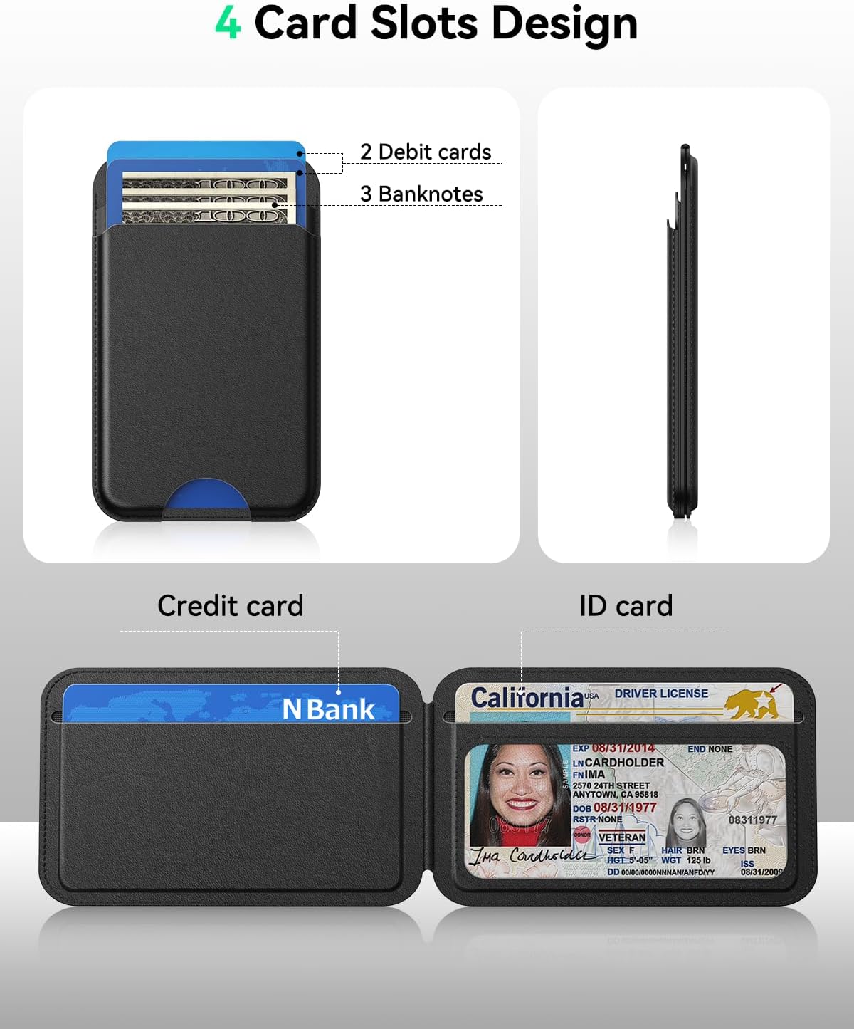 MagSafe Wallet with Stand Slim Leather iPhone Card Holder RFID