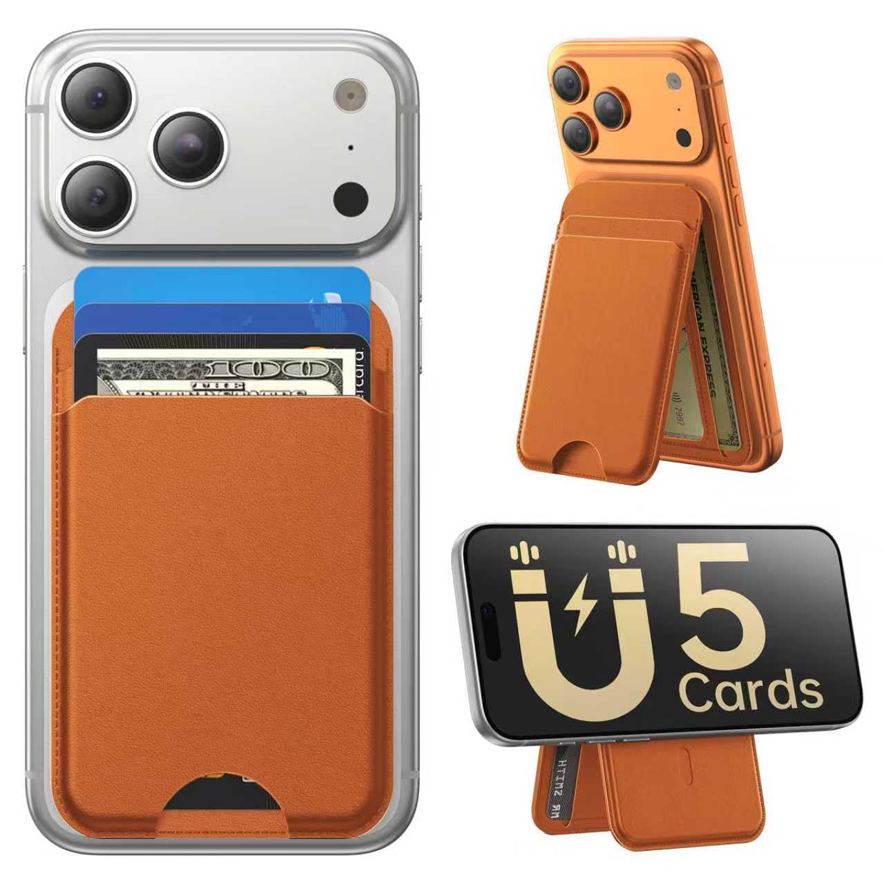 MagSafe Wallet with Stand Slim Leather iPhone Card Holder RFID