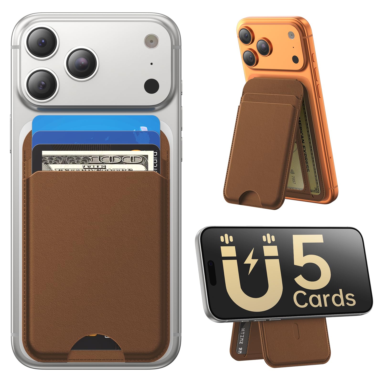 MagSafe Wallet with Stand Slim Leather iPhone Card Holder RFID