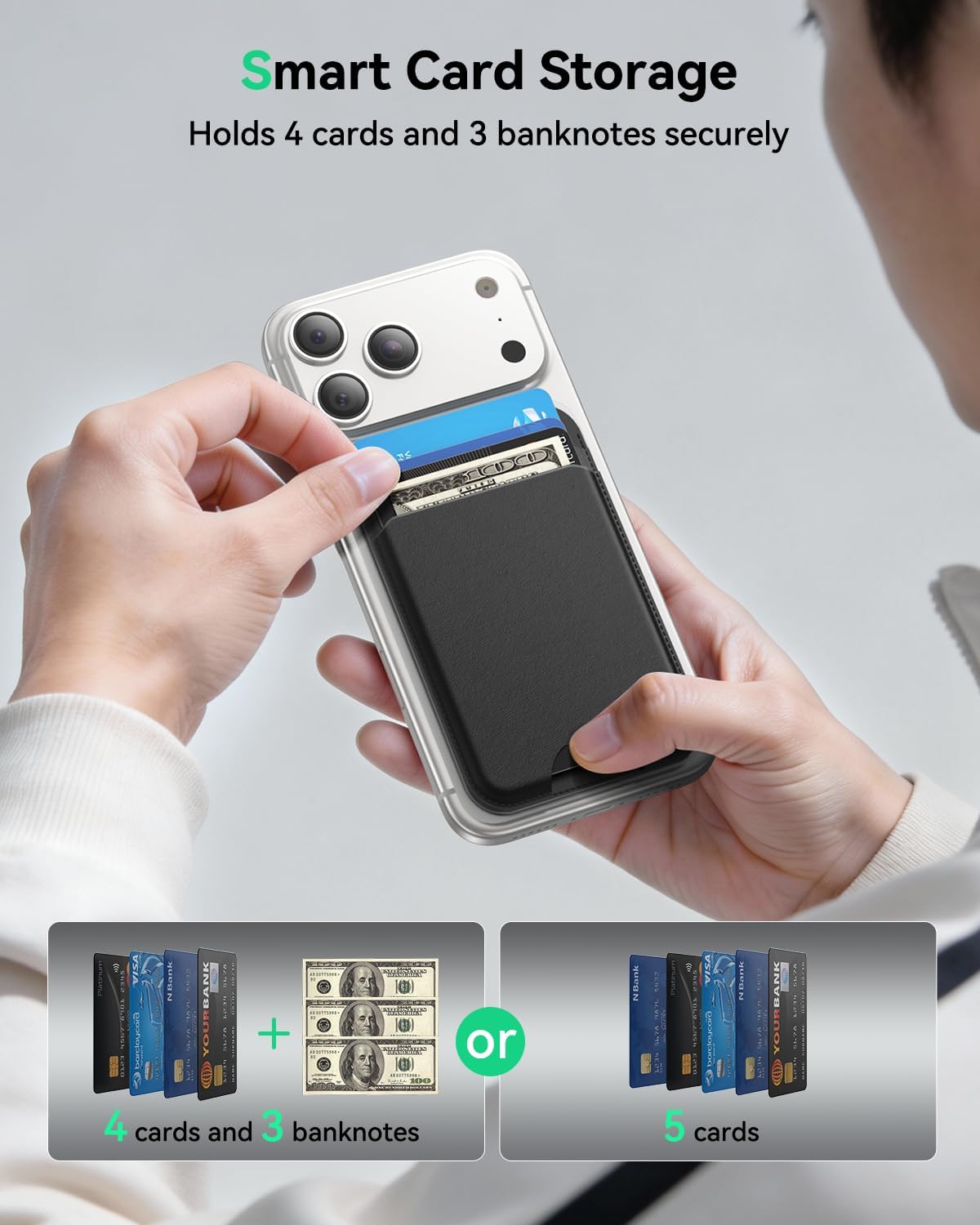 MagSafe Wallet with Stand Slim Leather iPhone Card Holder RFID
