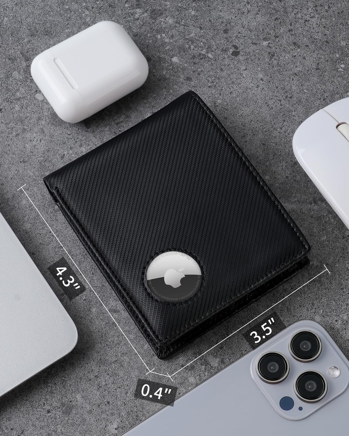 Men’s AirTag Wallet Genuine Leather RFID Blocking Bifold with 14 Card Slots