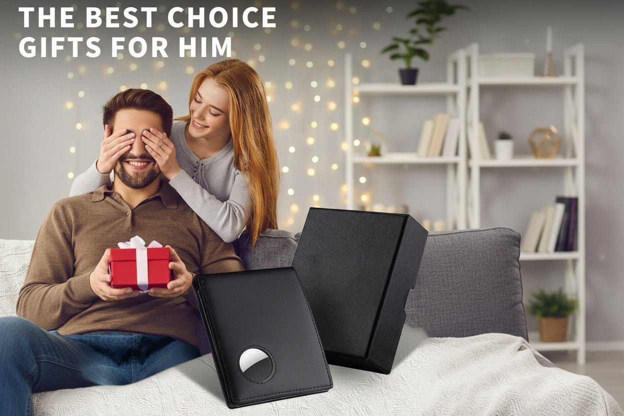 Men’s AirTag Wallet Genuine Leather RFID Blocking Bifold with 14 Card Slots