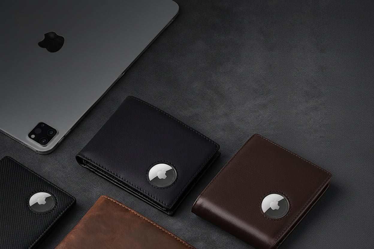 Men’s AirTag Wallet Genuine Leather RFID Blocking Bifold with 14 Card Slots