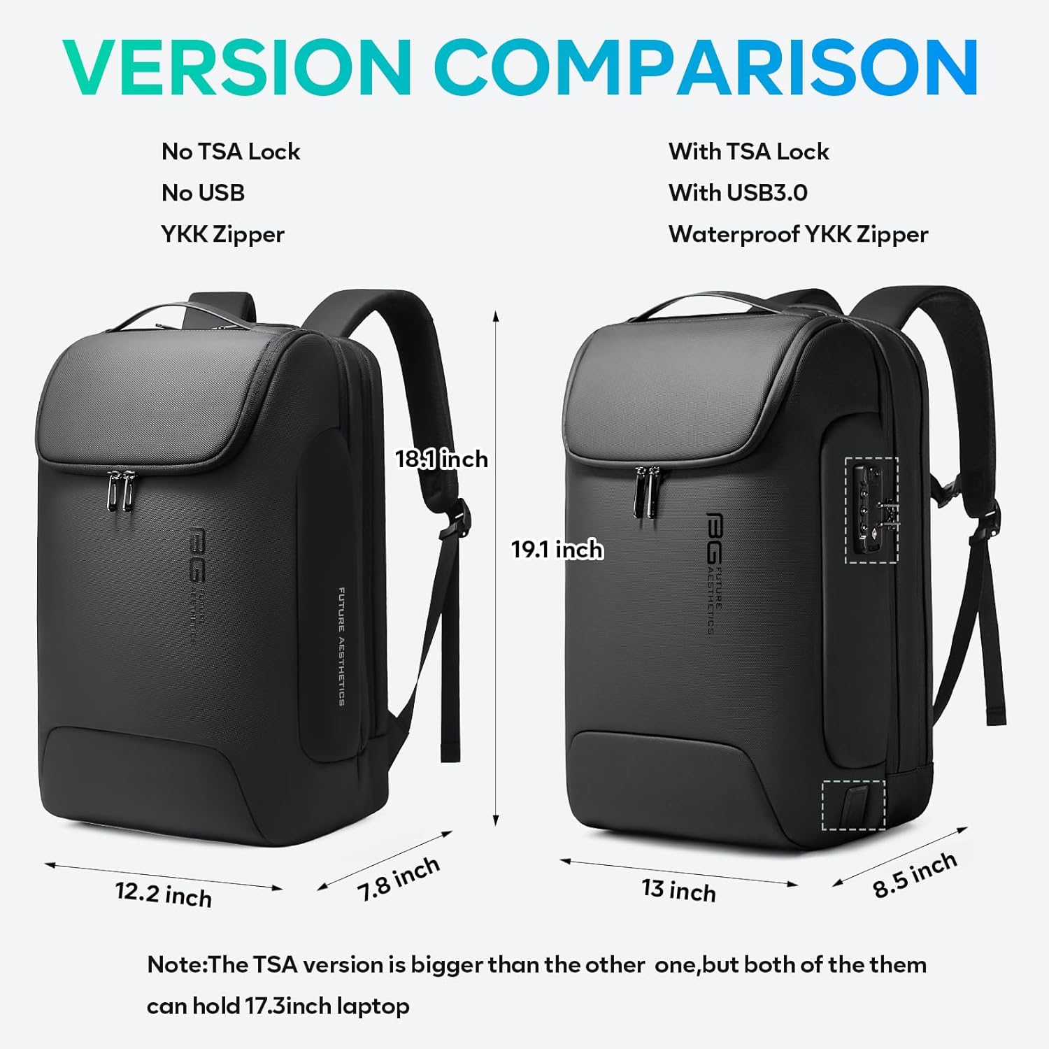 Men's Anti-Theft Backpack,Waterproof Fashion Travel Backpacks,High Tech Backpack with USB3.0 Charging Port,Business Laptop Backpack Fits 17.3 Inch Notebook…