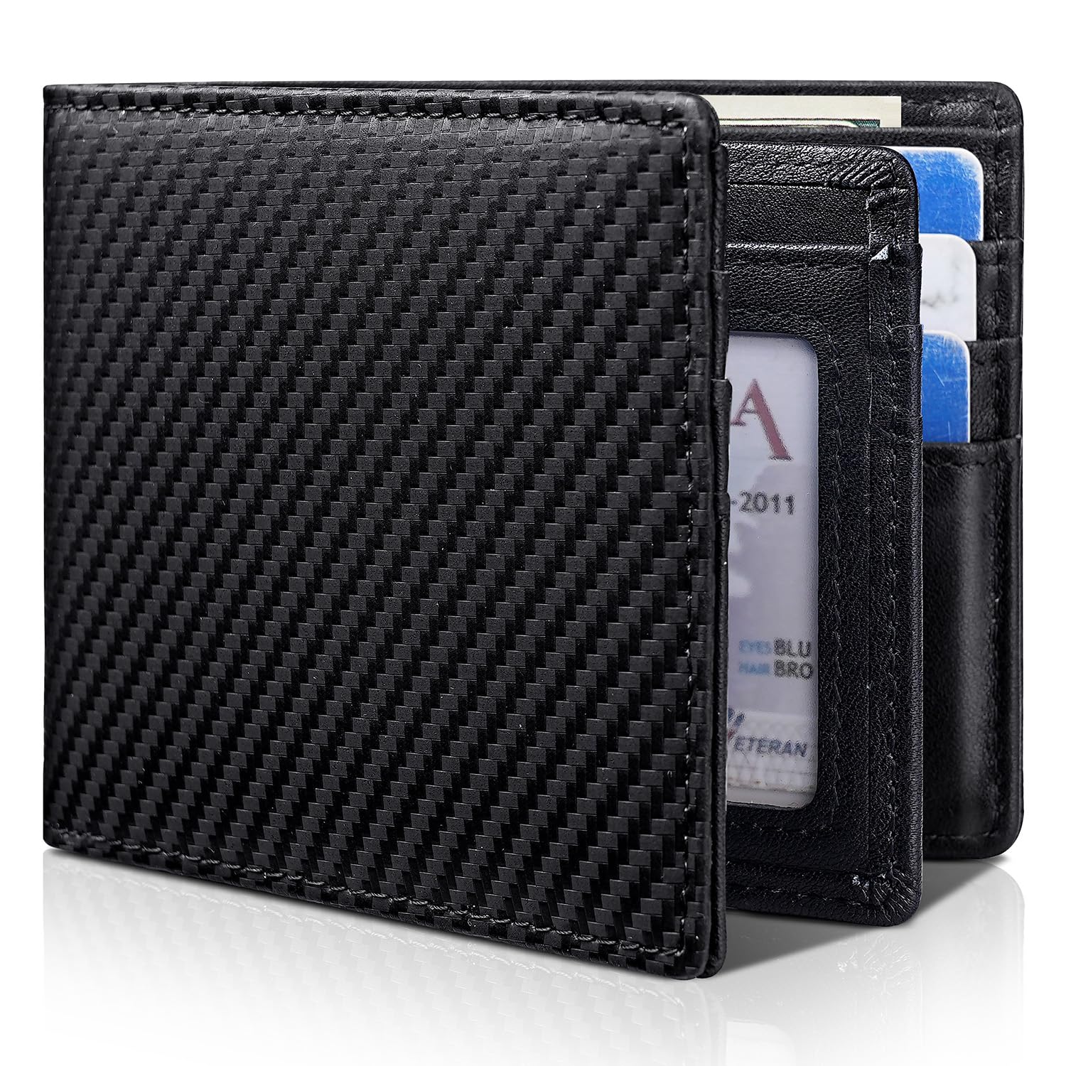 Men's Genuine Leather RFID Bifold Wallet 13 Card Slots Brown Gift Box