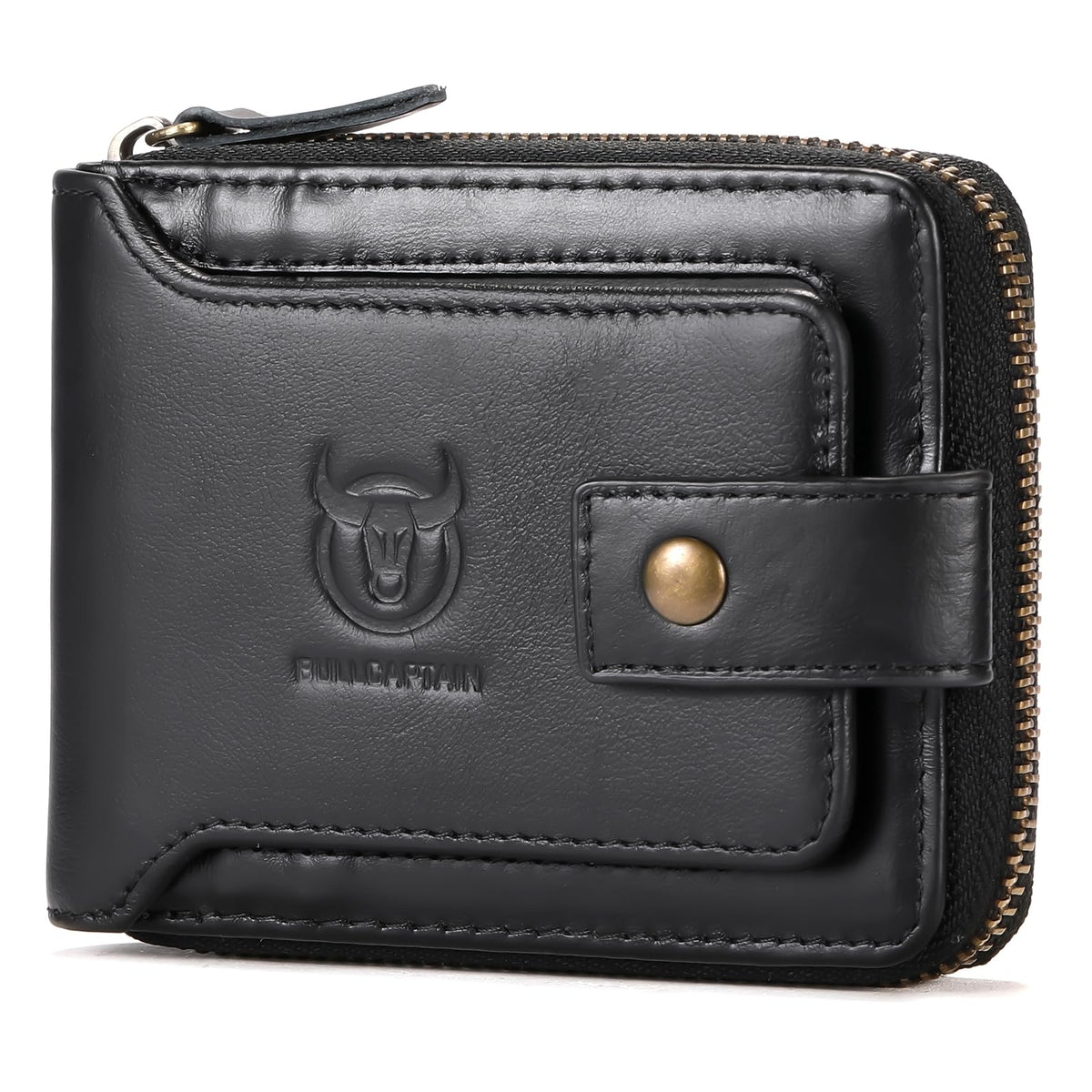 Men's Genuine Leather Wallet, RFID Blocking Bifold with Zip Coin Pocket, 12 Card Slots