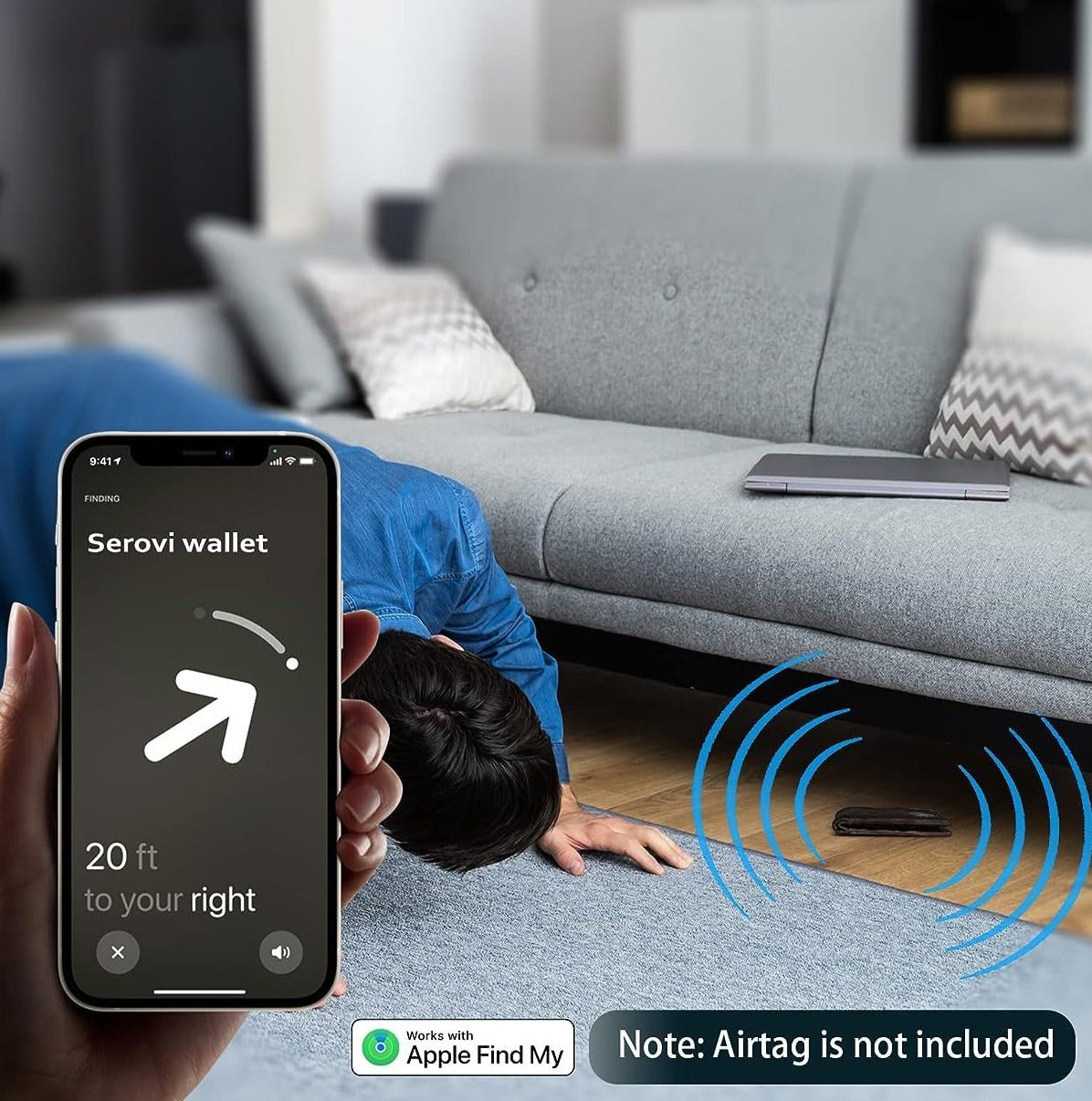 Men's Genuine Leather Wallet with AirTag Holder - RFID Safe & Slim Design - Abbycart