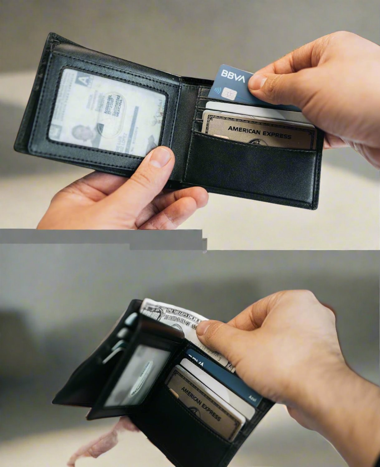 Men's Genuine Leather Wallet with AirTag Holder - RFID Safe & Slim Design - Abbycart