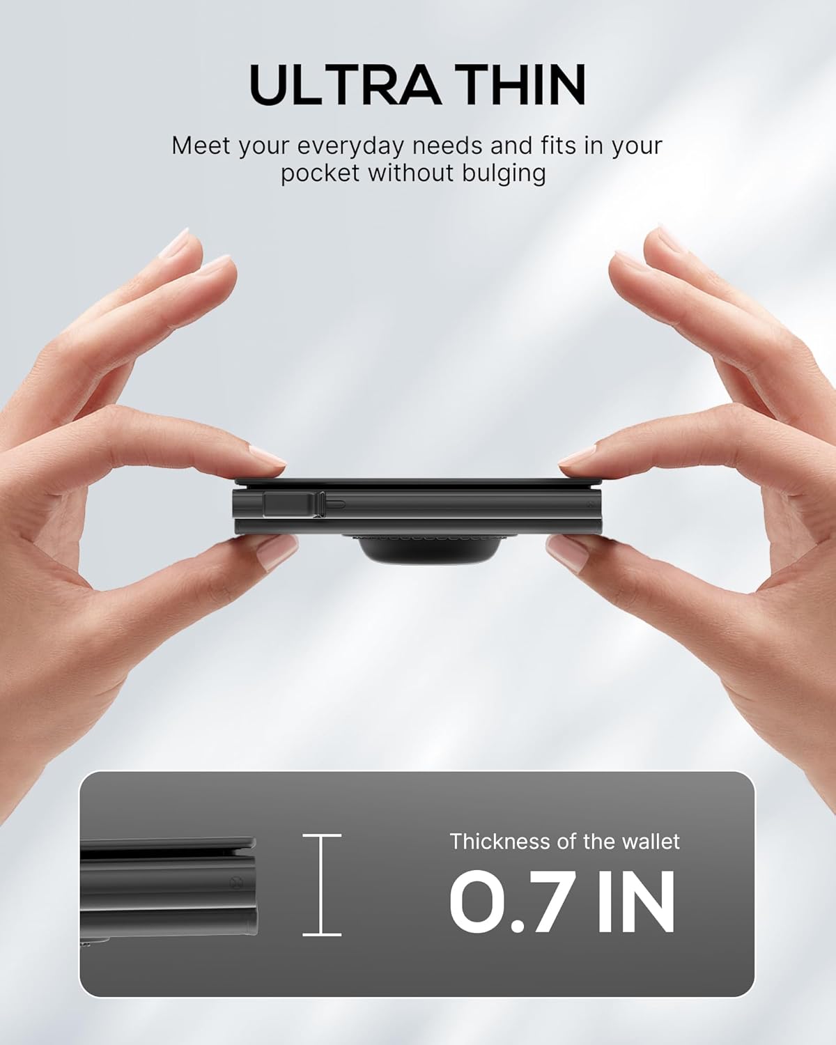 Men's Minimalist RFID Blocking Wallet with AirTag Holder – Slim Leather Card Holder with Pop - Up Feature, Money Clip, and ID Window - Abbycart