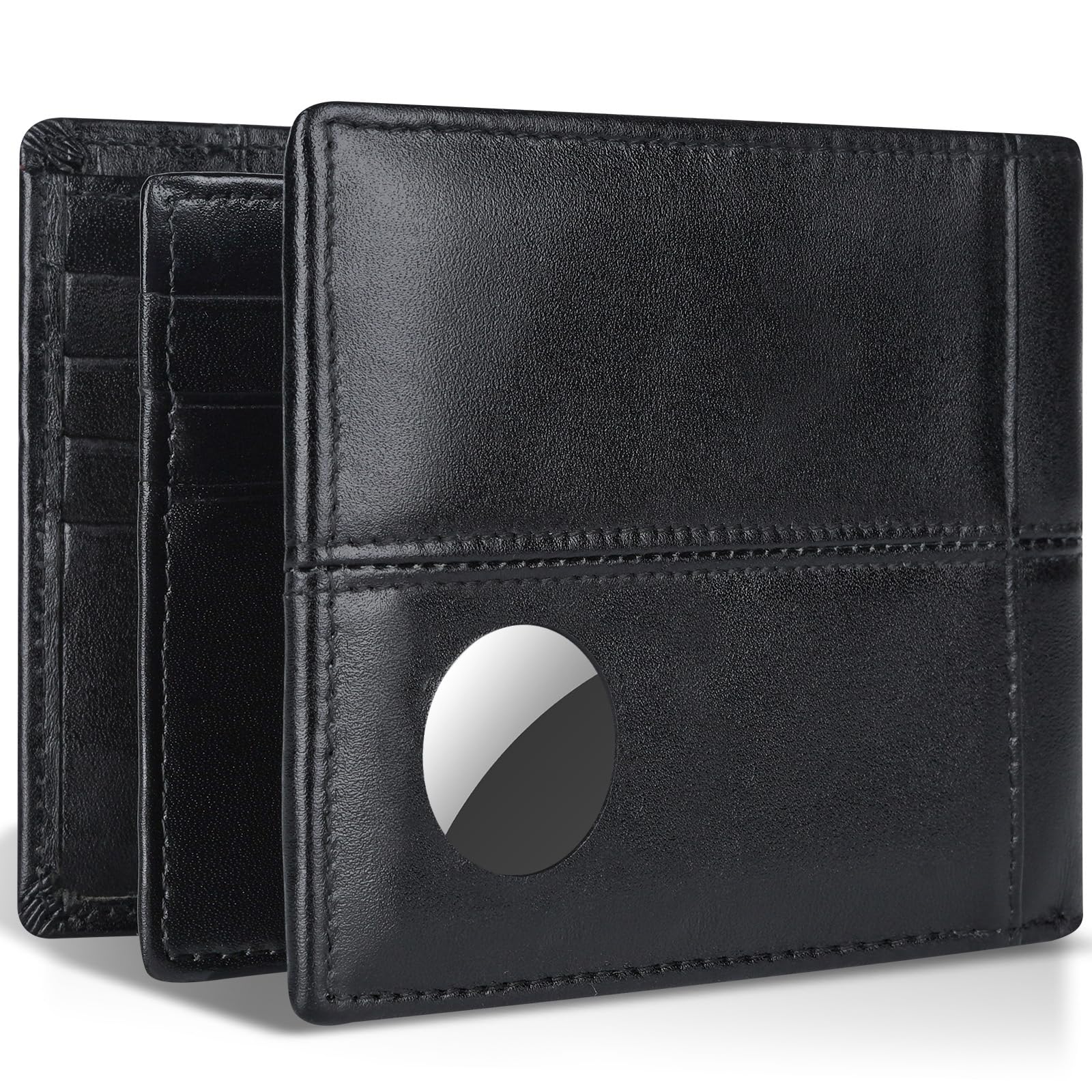 Men's RFID Blocking AirTag Wallet – Genuine Leather Bifold with 15 Card Slots - Abbycart