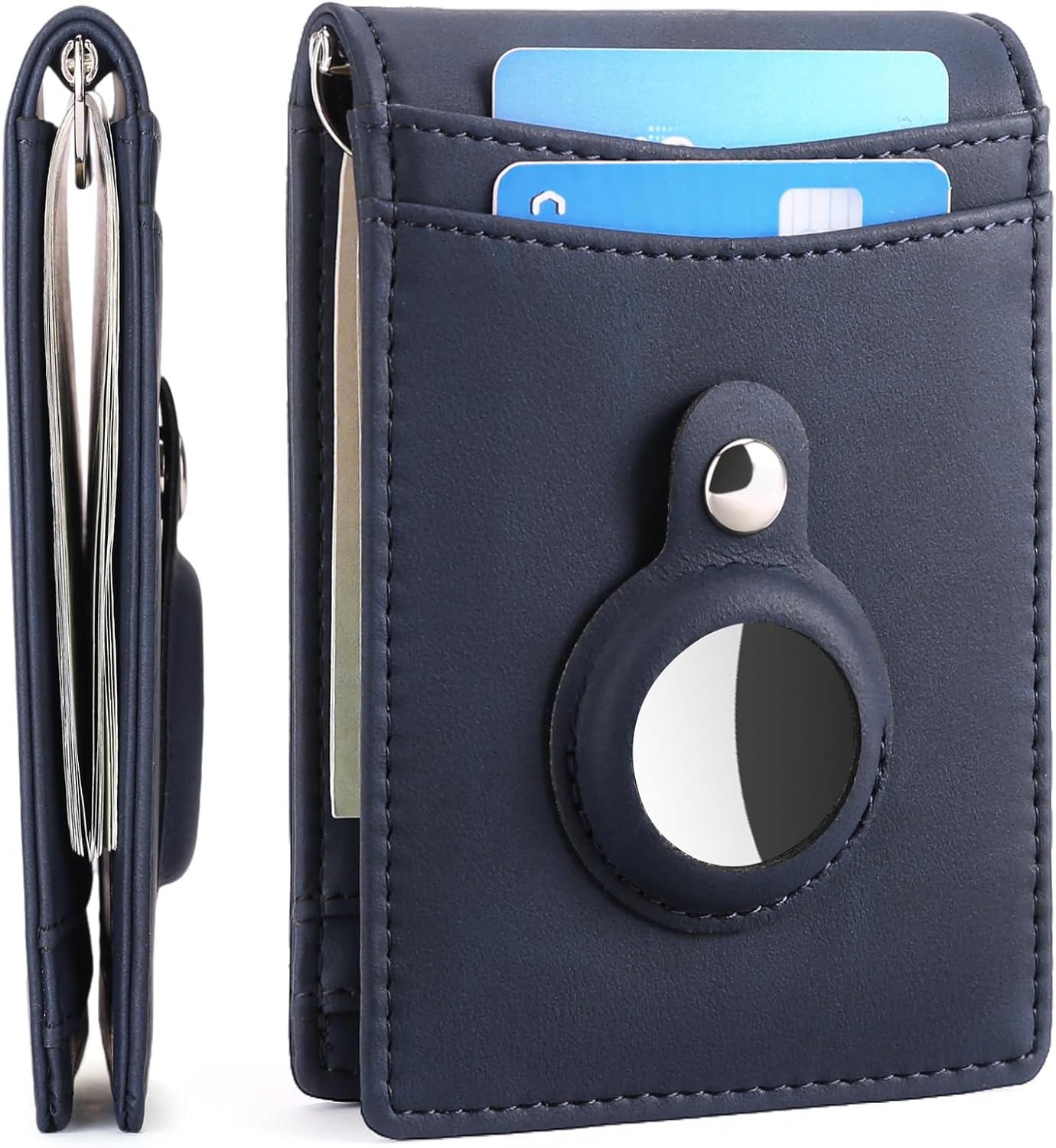 Men's RFID Blocking Genuine Leather AirTag Wallet – Slim Bifold with AirTag Holder - Abbycart
