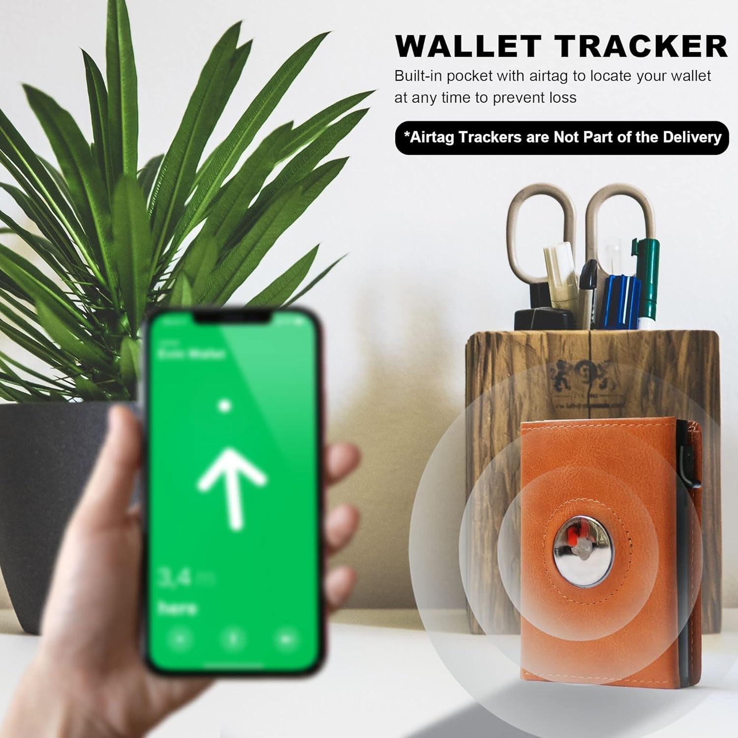 Men's RFID - Blocking Wallet with AirTag Holder – Slim Leather Card Holder with Pop - Up Design - Abbycart