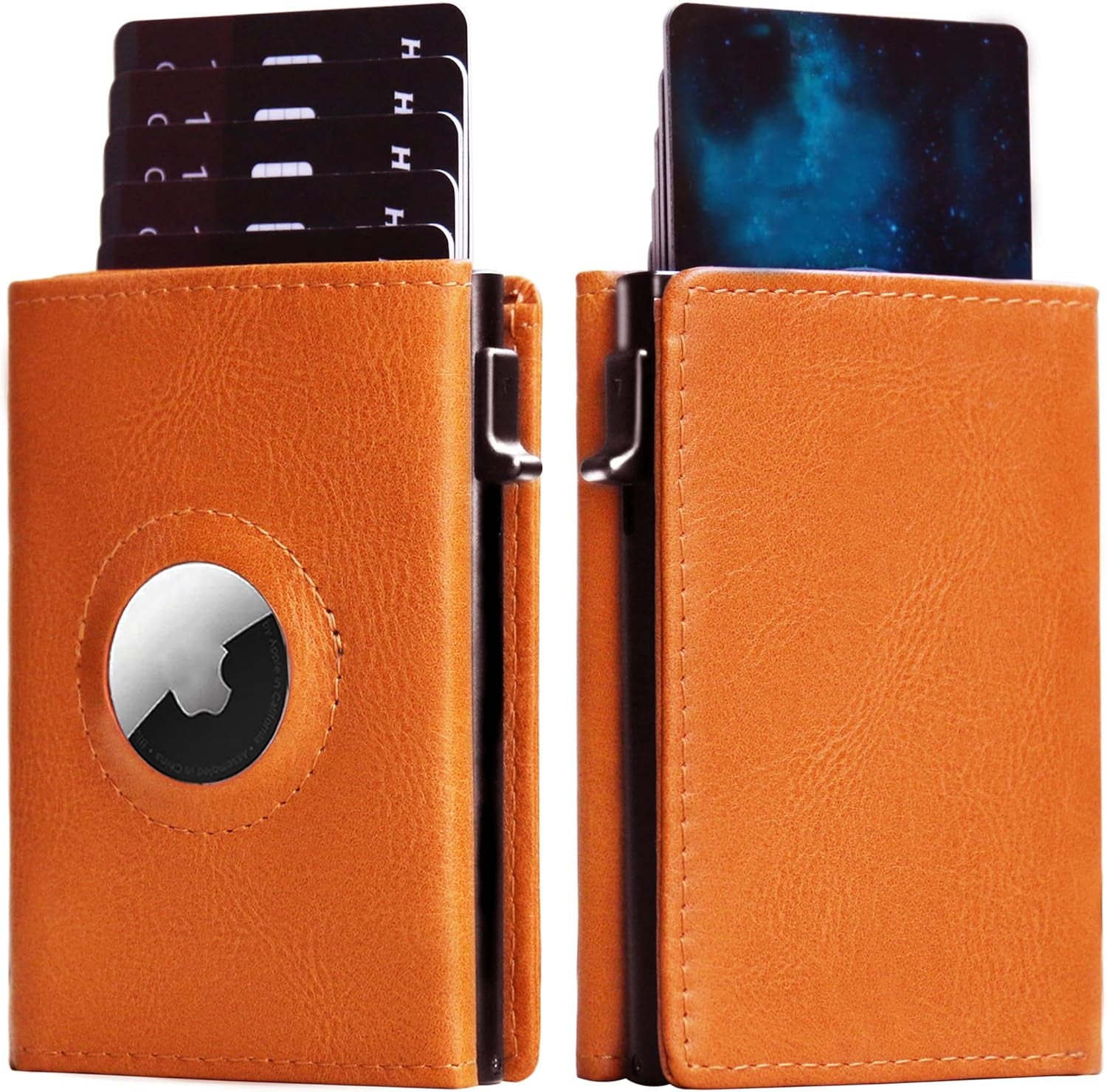 Men's RFID - Blocking Wallet with AirTag Holder – Slim Leather Card Holder with Pop - Up Design - Abbycart