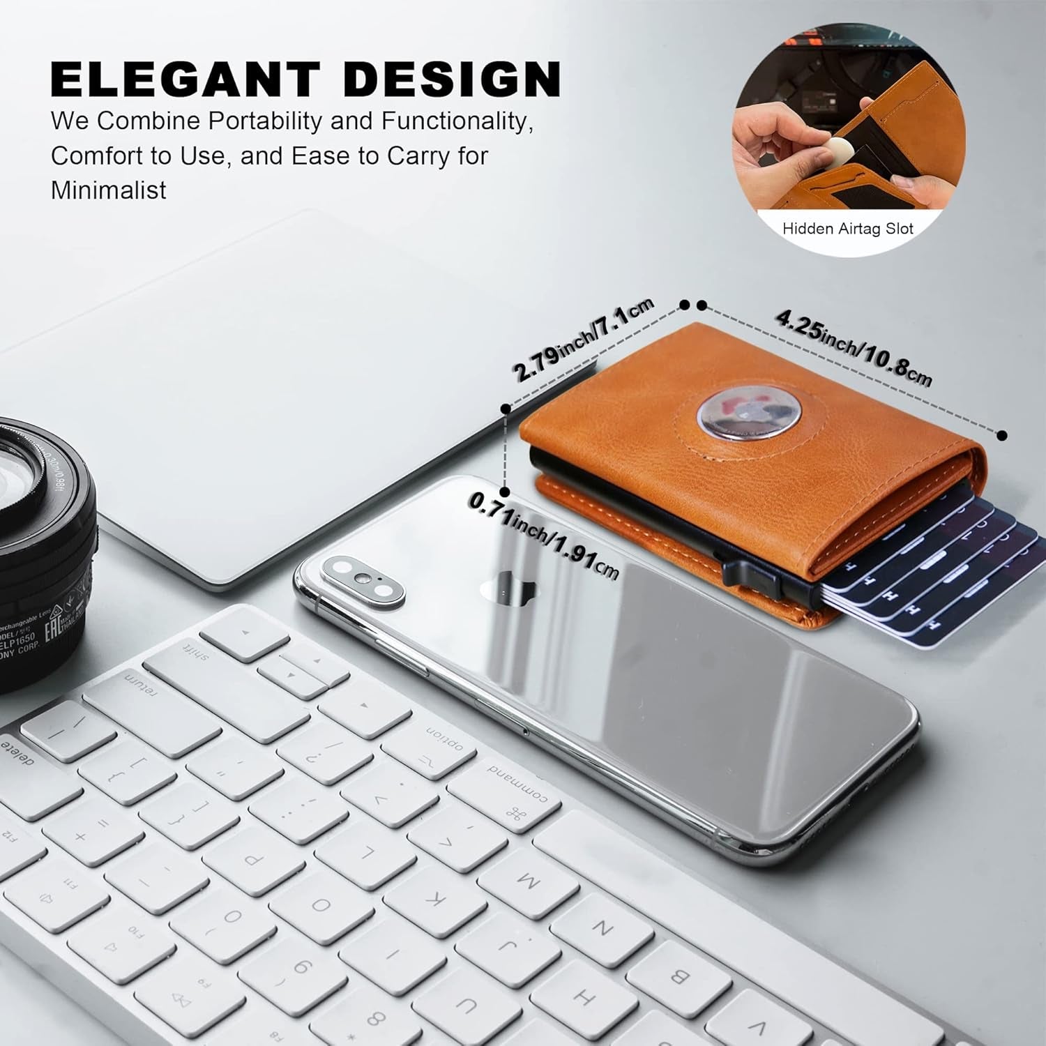 Men's RFID - Blocking Wallet with AirTag Holder – Slim Leather Card Holder with Pop - Up Design - Abbycart